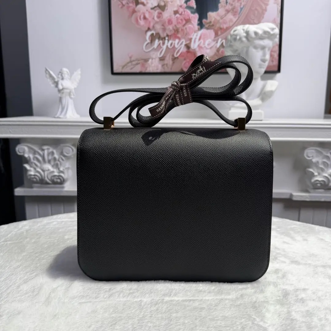 【#775】Pre-owned Hermes Constance 24 Black Gold  Epsom Leather C（2018） Color Cold 89 BJ1101805036