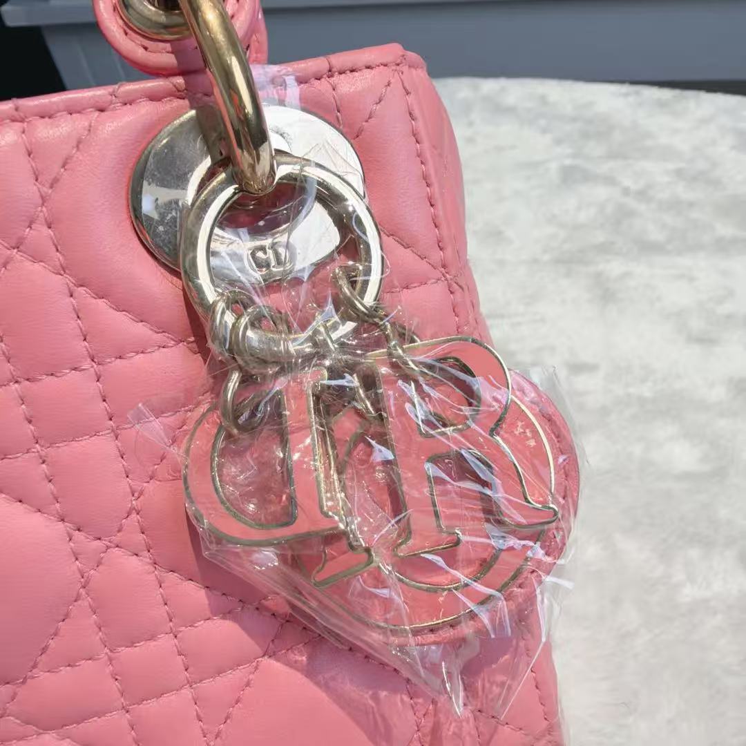 【#554】Pre-owned Dior Lady Dior Mini Pink Lambskin Shoulder Bag  BJ11021050138