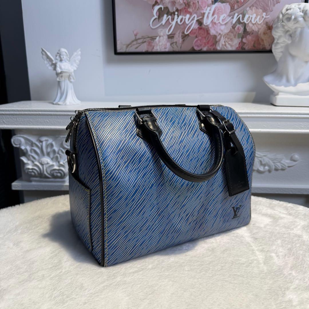 【#605】Pre-owned Speedy 25 Jean Blue EPI with strap shoulder bag BJ1101704065
