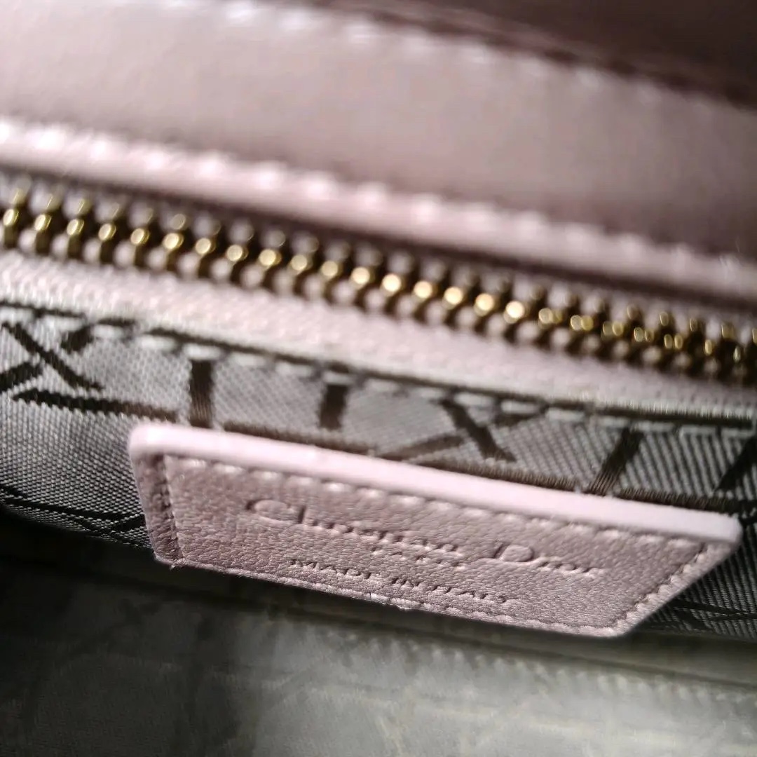 【#744】Pre-owend Dior Lady Dior Mini Pearl Pink Lambskin Shoulder Bag BJ11017050135