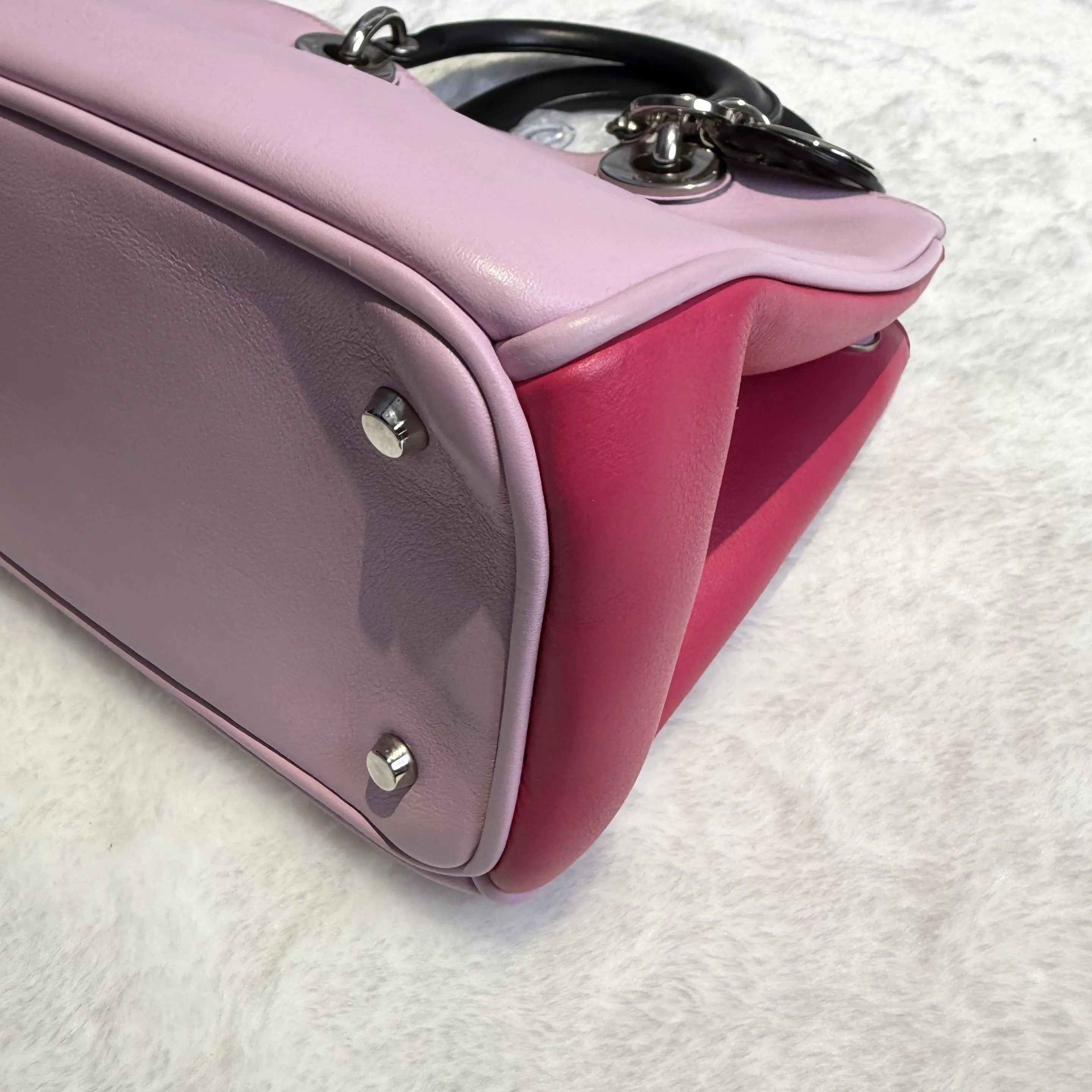 [#629]Pre owned Dior Diorissimo Purple Black Calfskin Small Silver hardware BJ110&04040