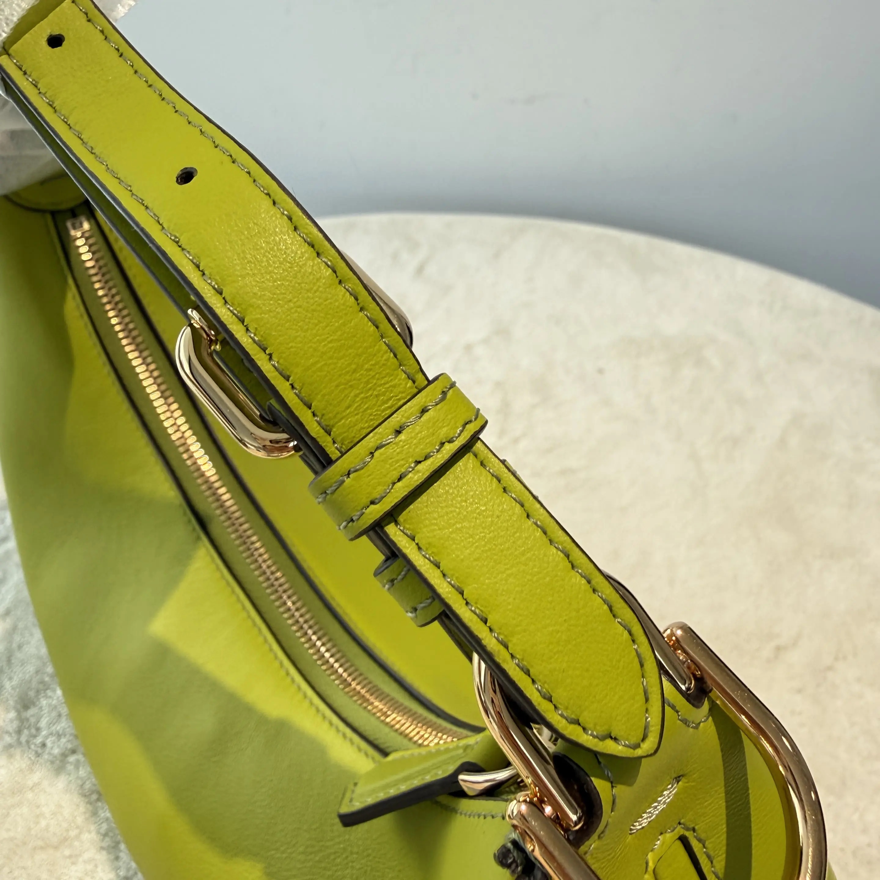 [#675]Pre owned Fendigraphy Green Calfskin Small BJ110&04060