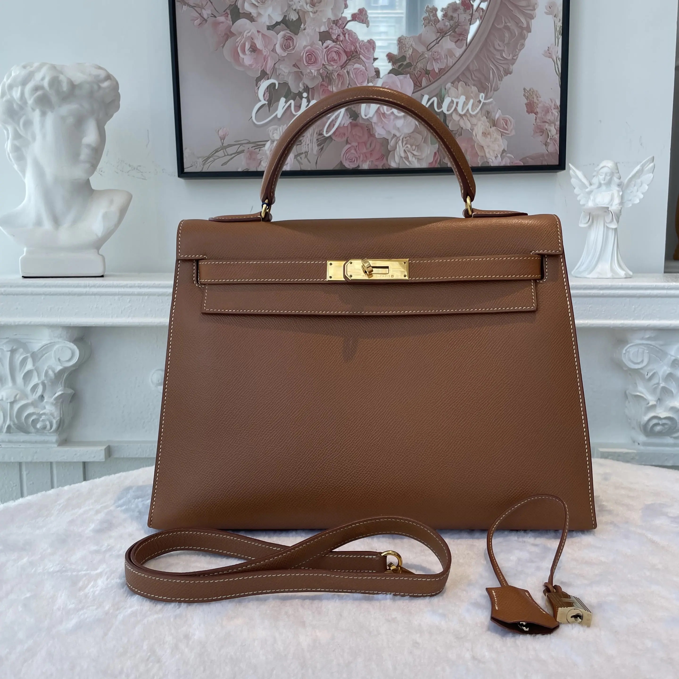 【#827】Pre-owned Hermes Kelly 32 Brown (37) Swift Leather [A] BJ11097050545