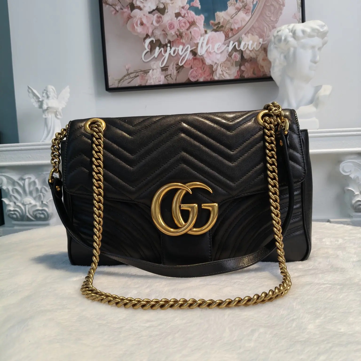 [#708]Pre owned Gucci Marmont 31 Calfskin Shoulder bag  BJ110&04055