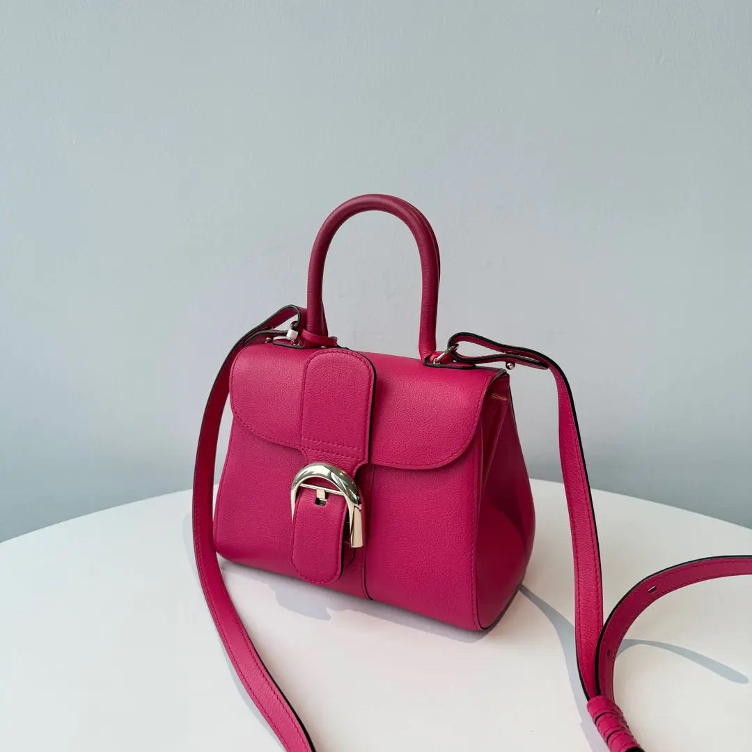 [#669]Pre owned Delvaux Brilliant Red Calfskin Mini Golden Hardware BJ110&04088