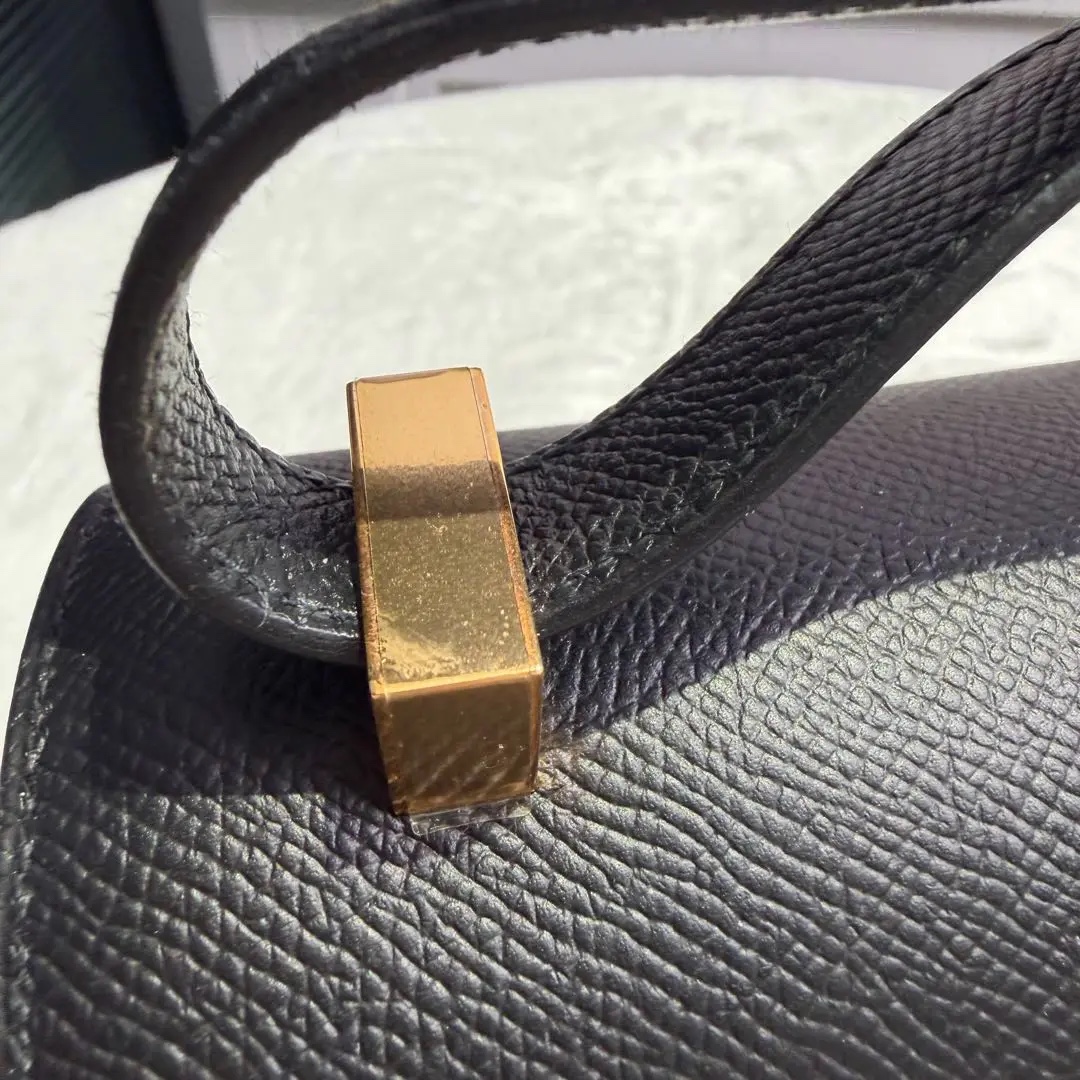 【#775】Pre-owned Hermes Constance 24 Black Gold  Epsom Leather C（2018） Color Cold 89 BJ1101805036