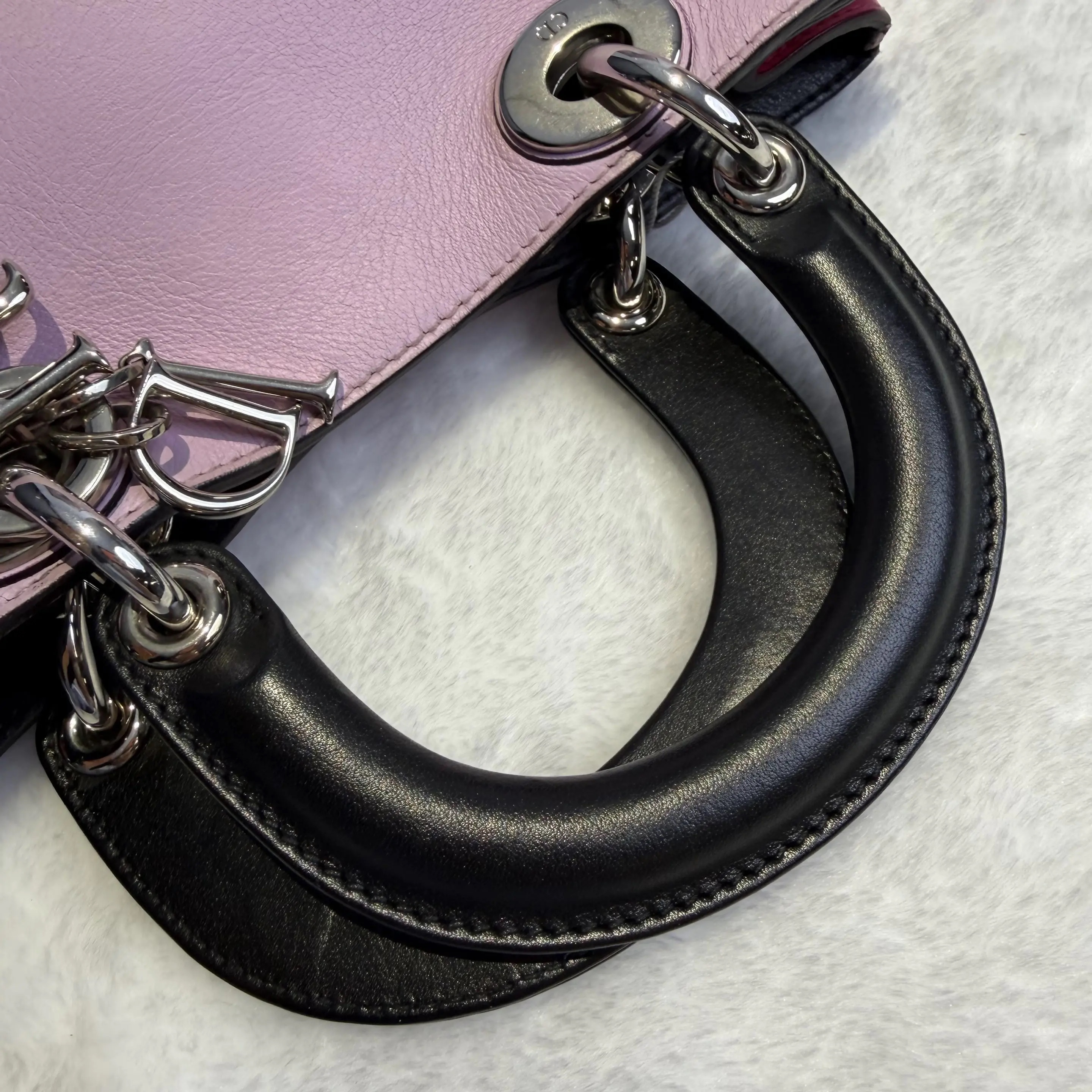 [#629]Pre owned Dior Diorissimo Purple Black Calfskin Small Silver hardware BJ110&04040