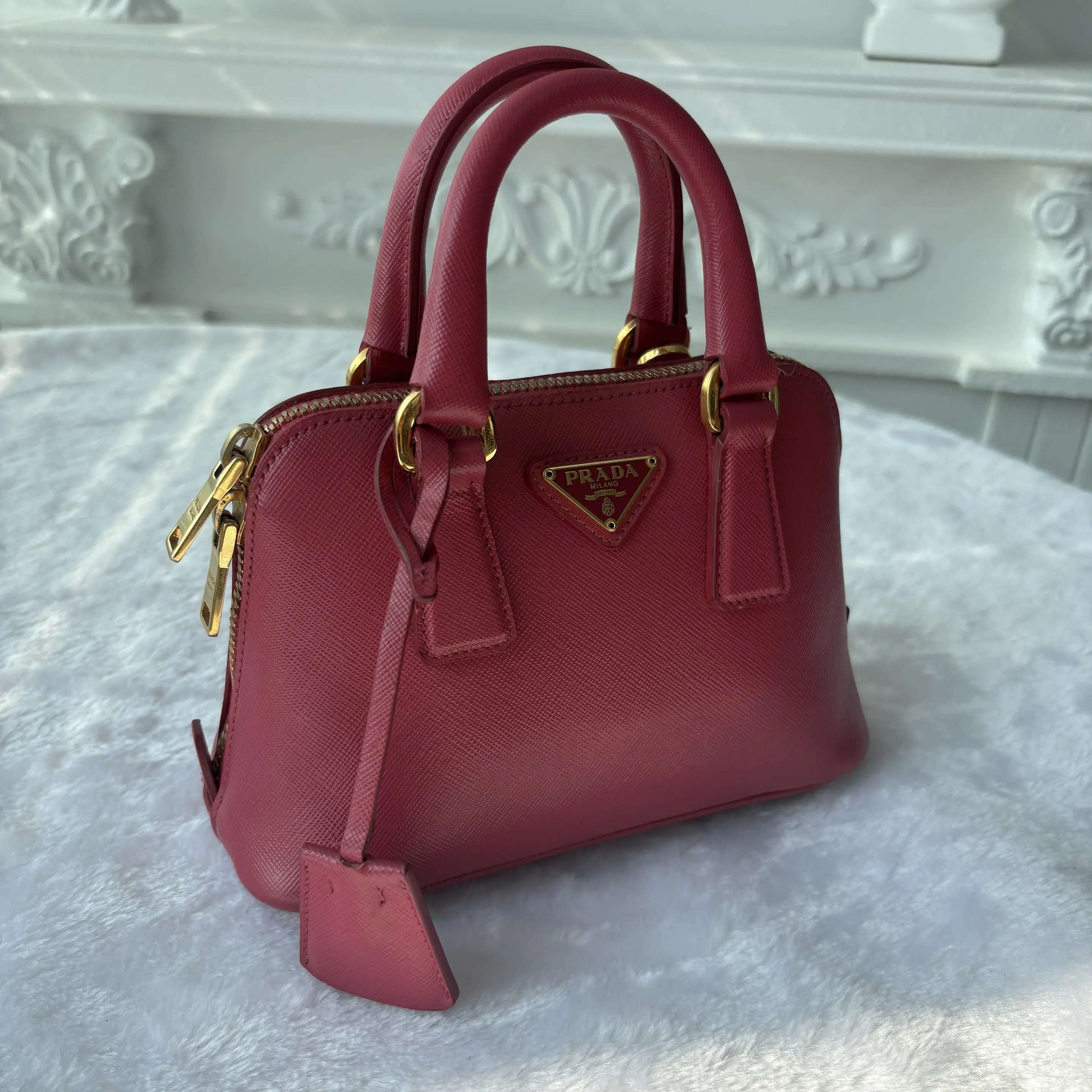 [#716]Pre owned Prada Promenade Pink Calfskin Crossbody Bag BJ110&04030