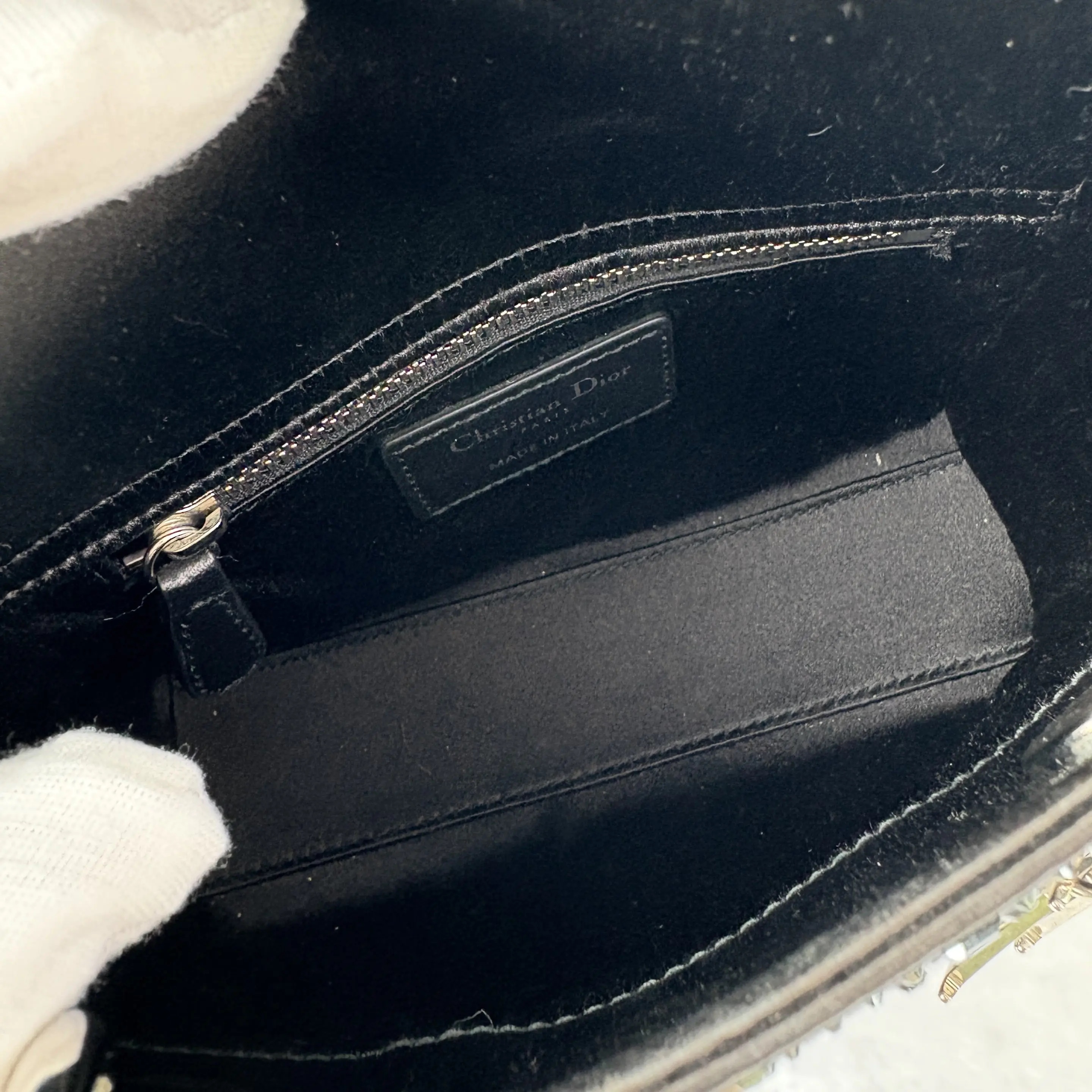 【#729】Pre-owned Dior Lady Dior Mini Black Stain Shoulder Bag CrossBody Bag BJ1101805010