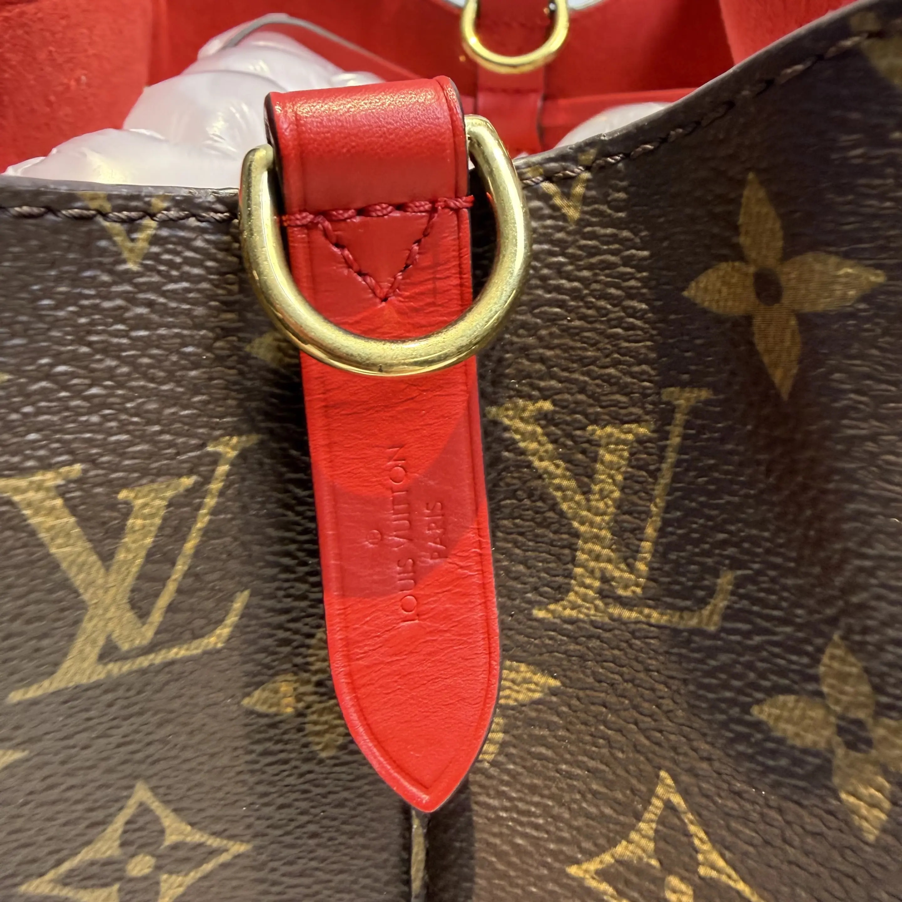 【#606】Pre-owned Louis Vuitton Neonoe Brown Red Monogram Medium shoulder bag BJ110170407