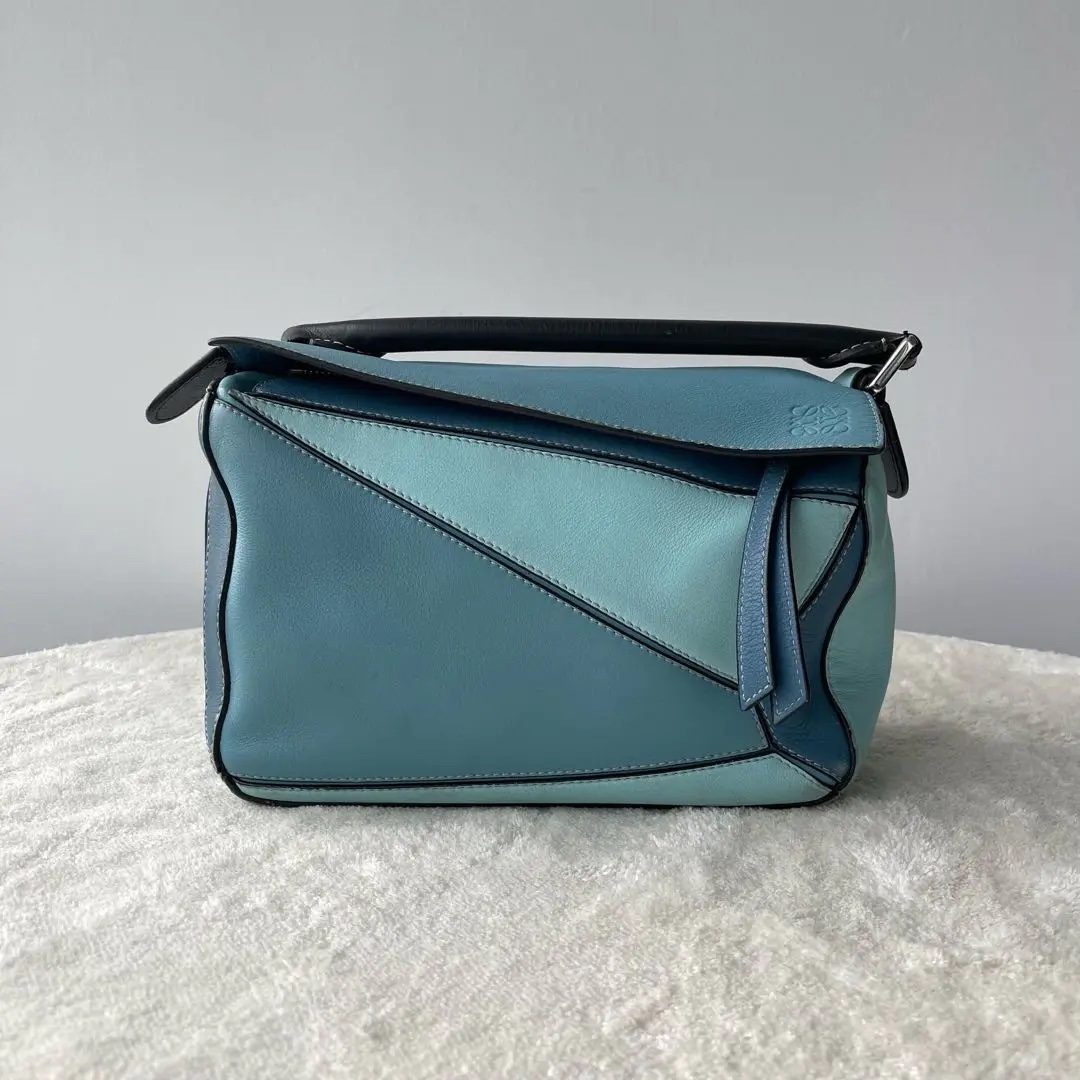 [#672]Pre owned Loewe Puzzle Blue Calfskin Small Shoulder bag BJ110&04060