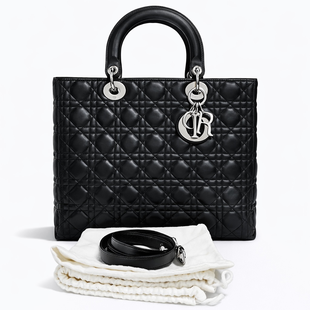 【#519】Pre-owned Dior  Lady Dior Large Size Lambskin Black Tote BJ110104078 