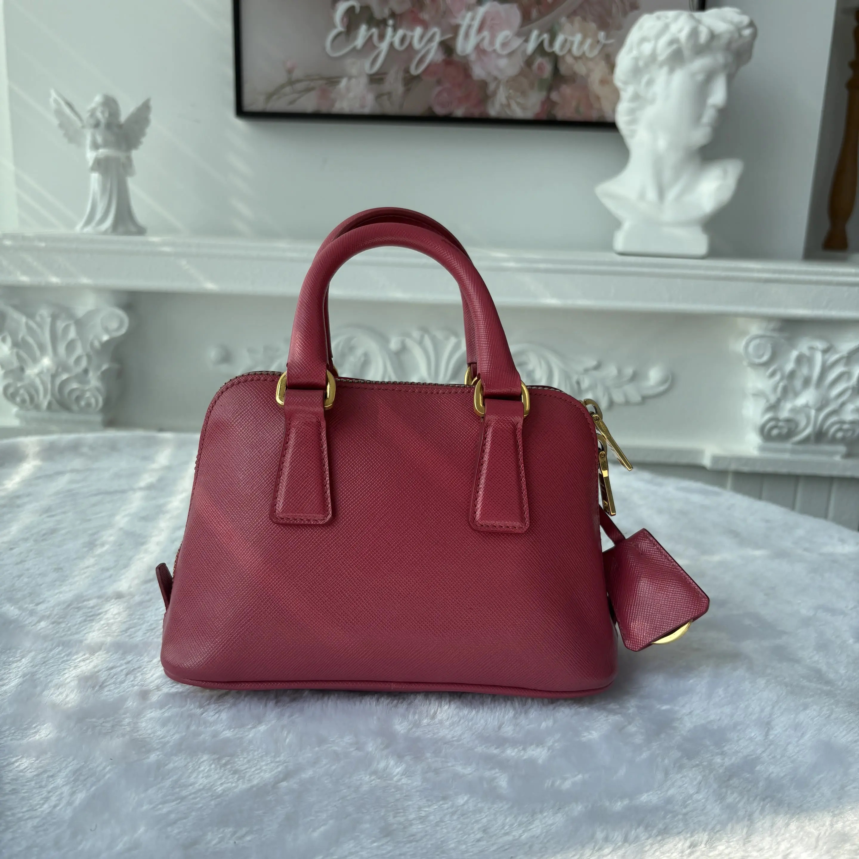 [#716]Pre owned Prada Promenade Pink Calfskin Crossbody Bag BJ110&04030