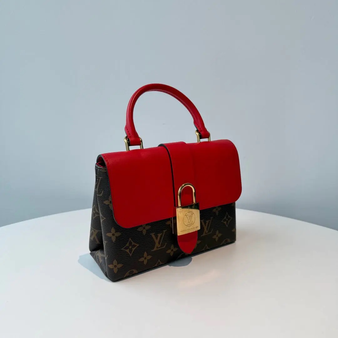 【#639】Pre-owned Louis Vuitton Locky Brown Monogram Red Crossbody Bag BJ1101004060