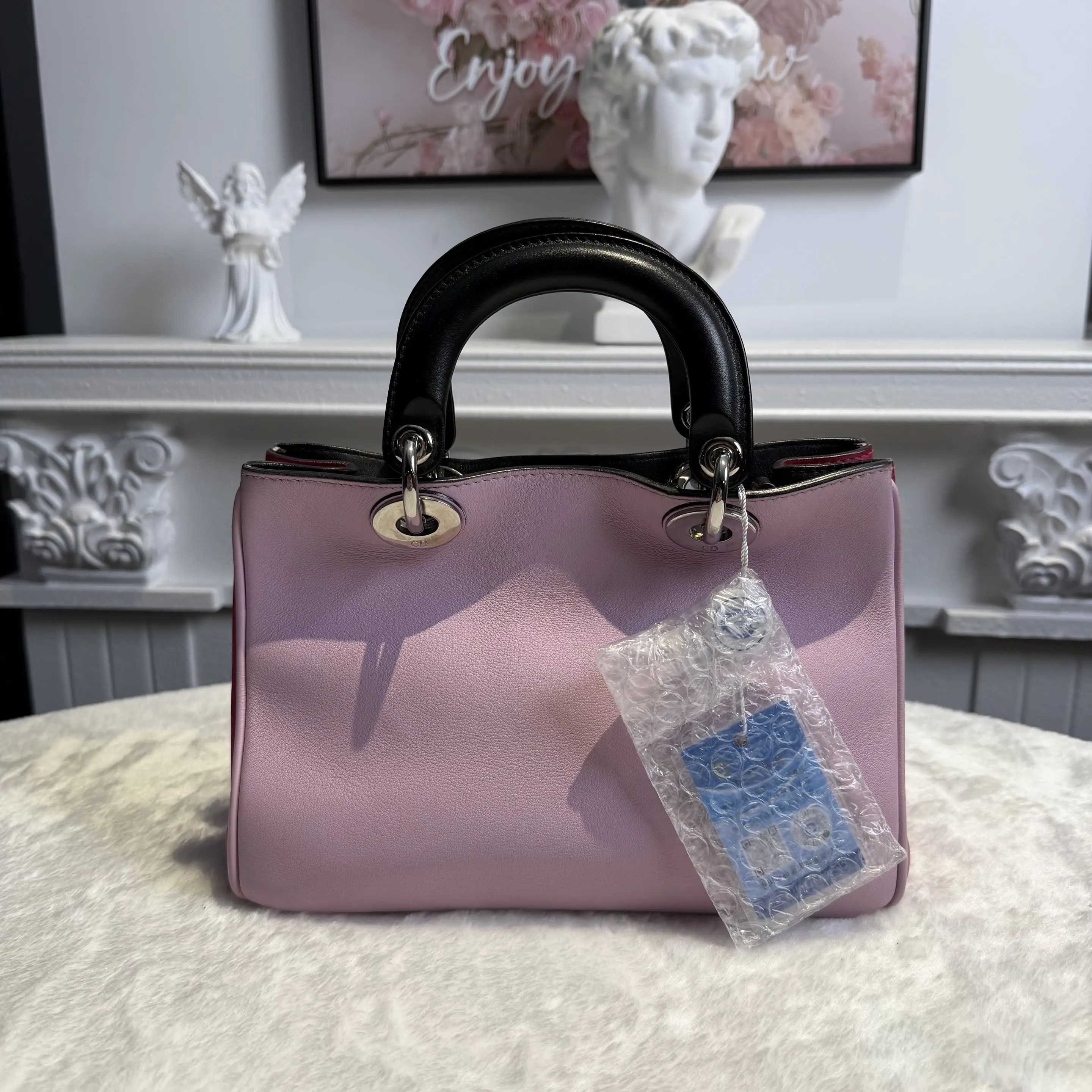 【#629】Pre-owned Dior Diorissimo Purple Black Calfskin Small Silver hardware Crossbody Bag BJ110&04040