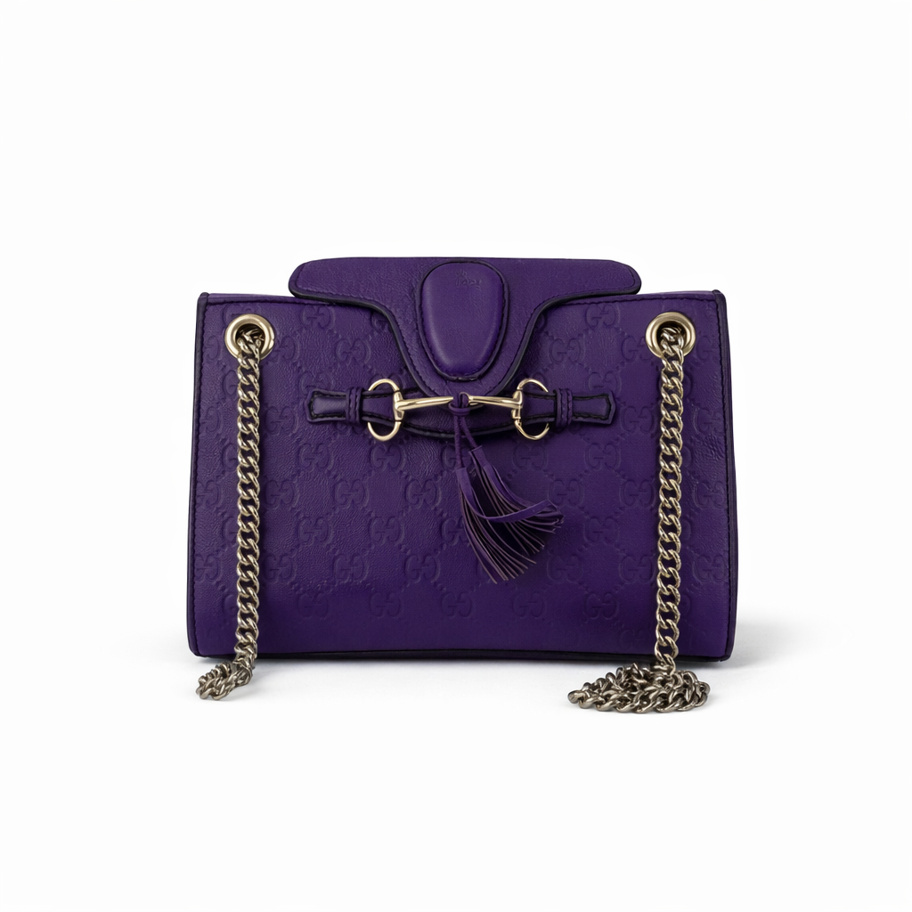 【#740】Pre-owned Gucci Emily Purple Calfskin Small Shoulder Bag BJ1109904030
