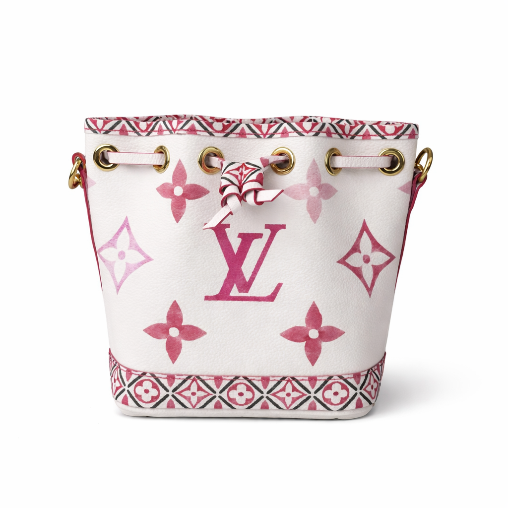 【#753】Pre-owned Louis Vuitton Noe White&Pink Monogram Canvas Nano Shoulder Bag BJ1109904098