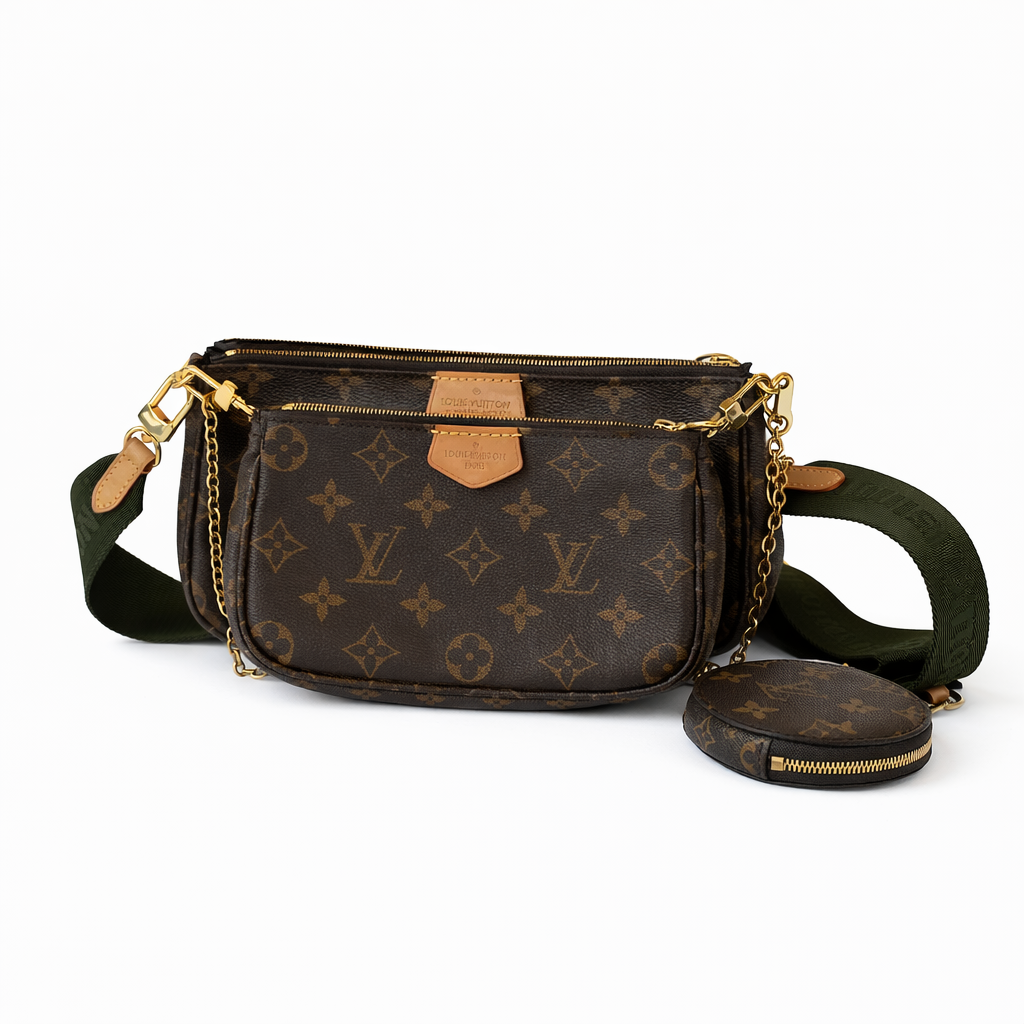 【#723】Pre-owned Louis Vuitton Multi Pochette Accessories  Monogram Greenstrap Calfskin Shoulder Bag BJ110MC04085