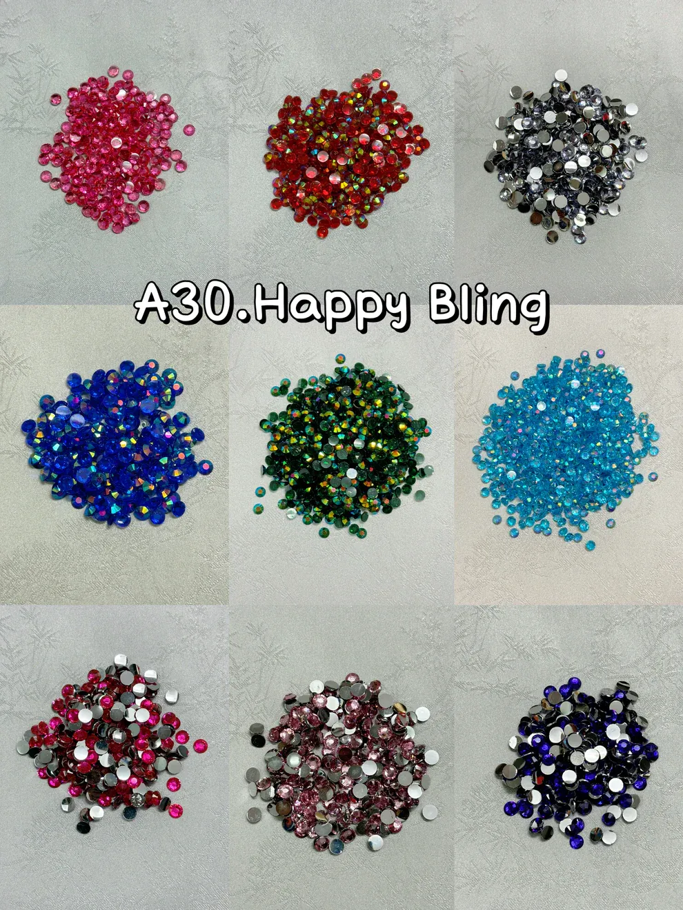 【#819】A30【Happy Bling】resin flat back rhinestone, bedazzle/snowball filler/diamond painting