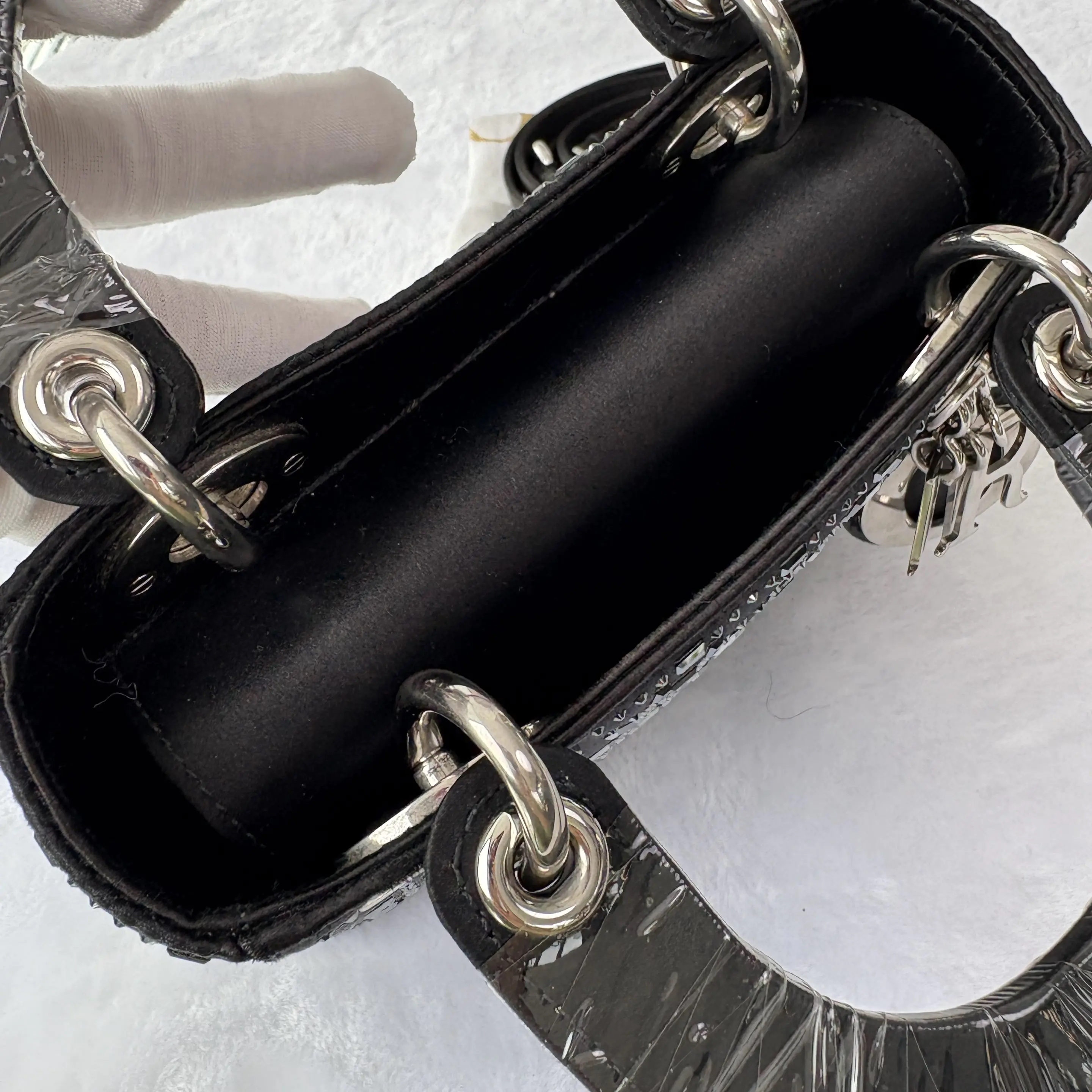 【#729】Pre-owned Dior Lady Dior Mini Black Stain Shoulder Bag CrossBody Bag BJ1101805010