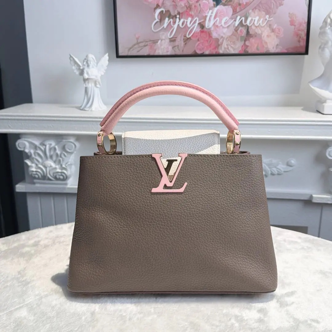 [#697]Pre owned Louis Vuitton Capucines BB Grey Pink Calfskin Shoulder bag BJ11018050125