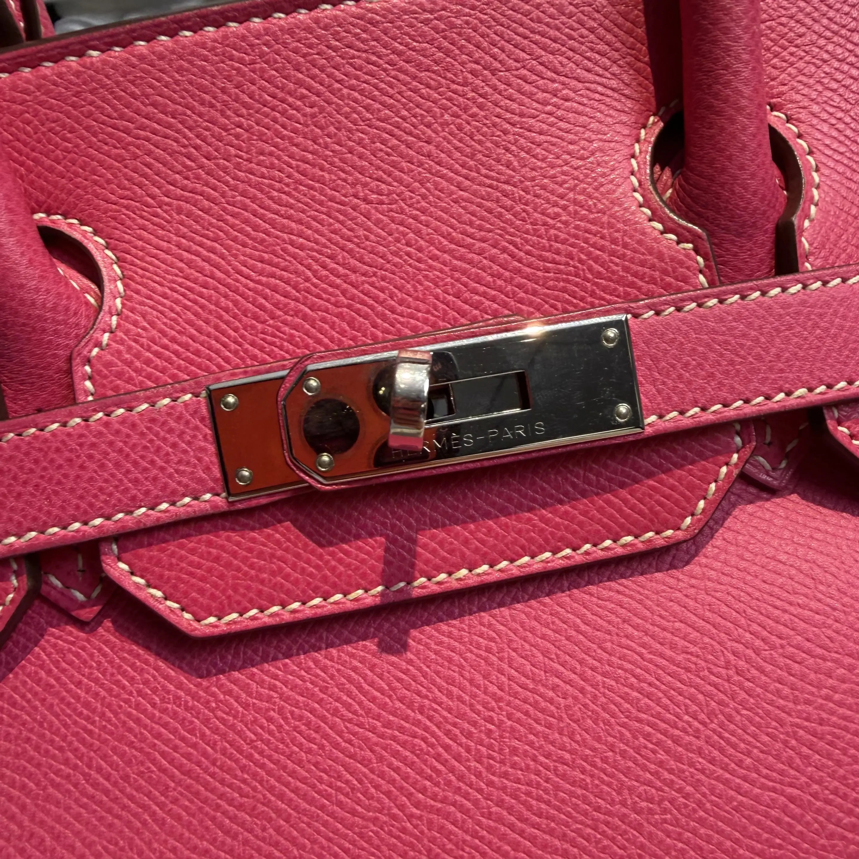 [#633]Pre owned Hermes Birkin 30 Pink Epsom Stamp O Silver Hardware BJ1101105065