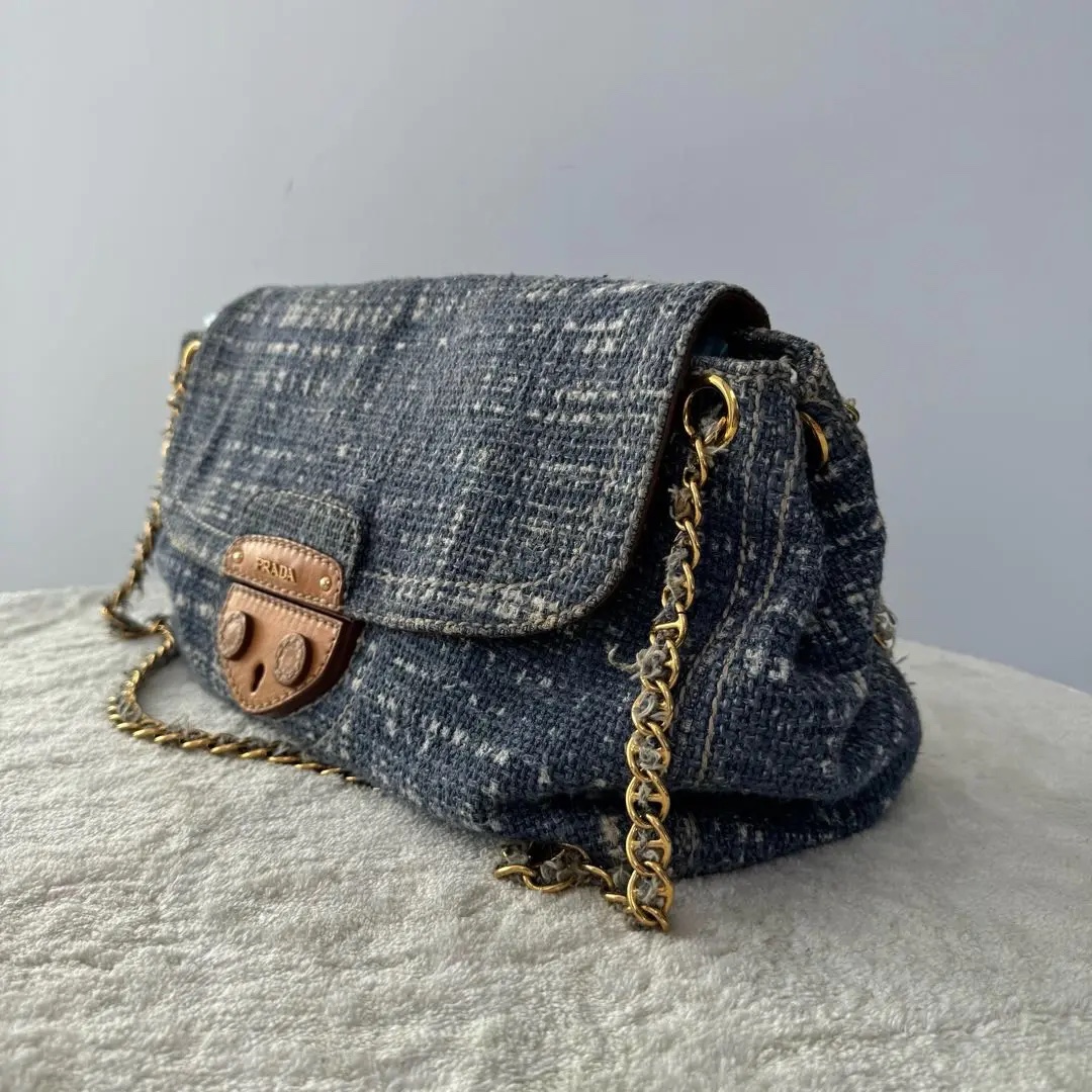 [#680]Pre owned Prada Vintage Blue BJ110&04040