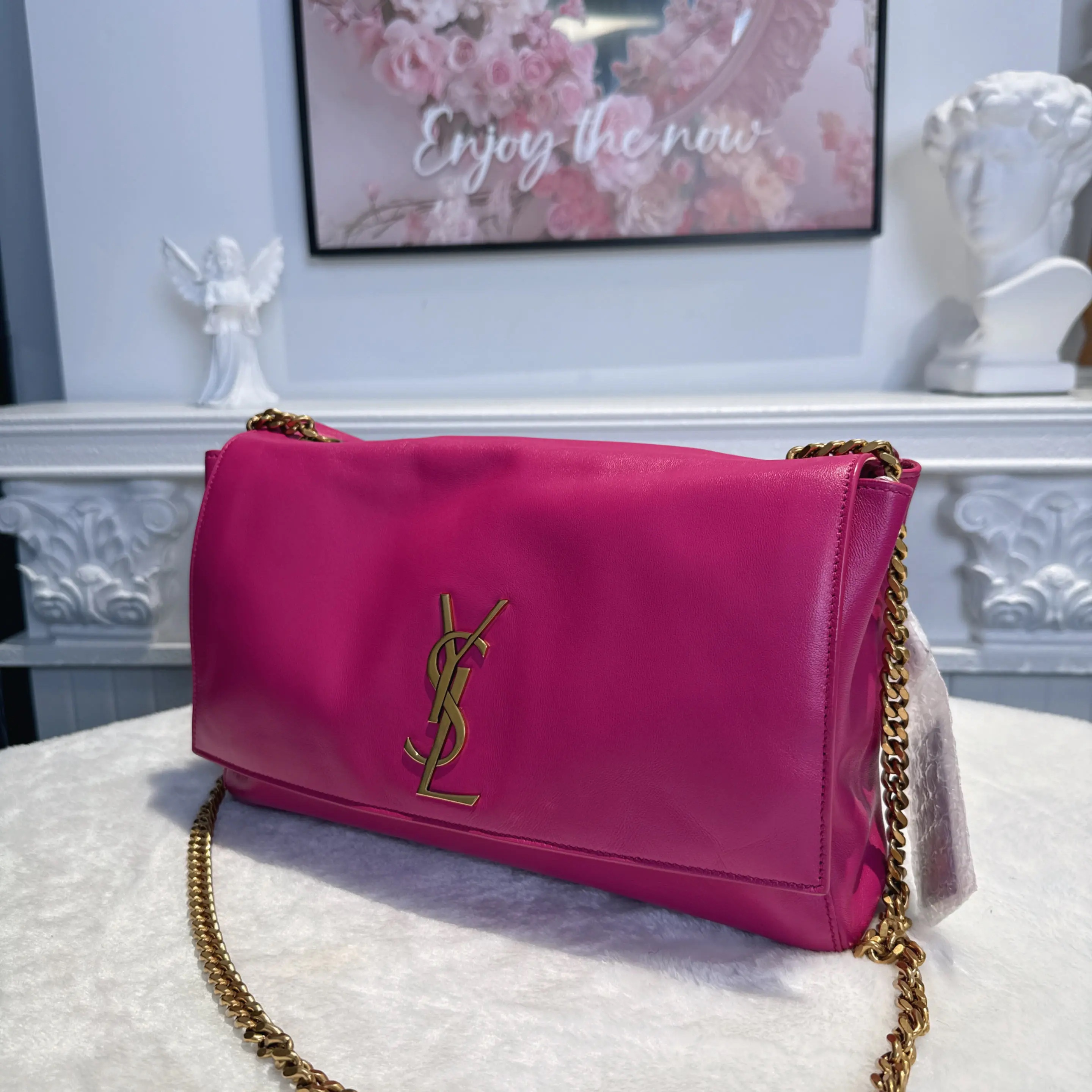 [#691]Pre owned YSL Kate Purple Calfskin Medium Golden Hardware Crossbody bag BJ110&&04068