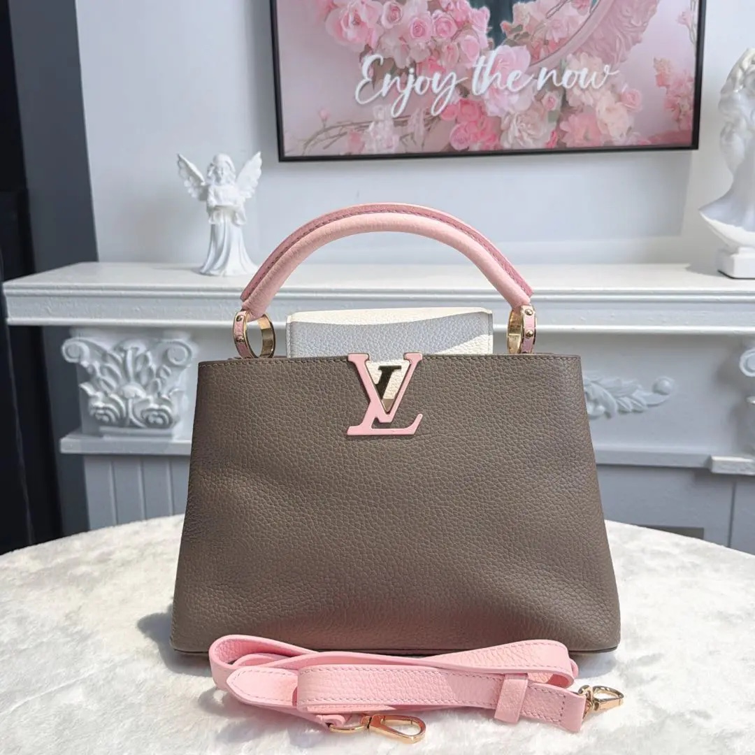 [#697]Pre owned Louis Vuitton Capucines BB Grey Pink Calfskin Shoulder bag BJ11018050125