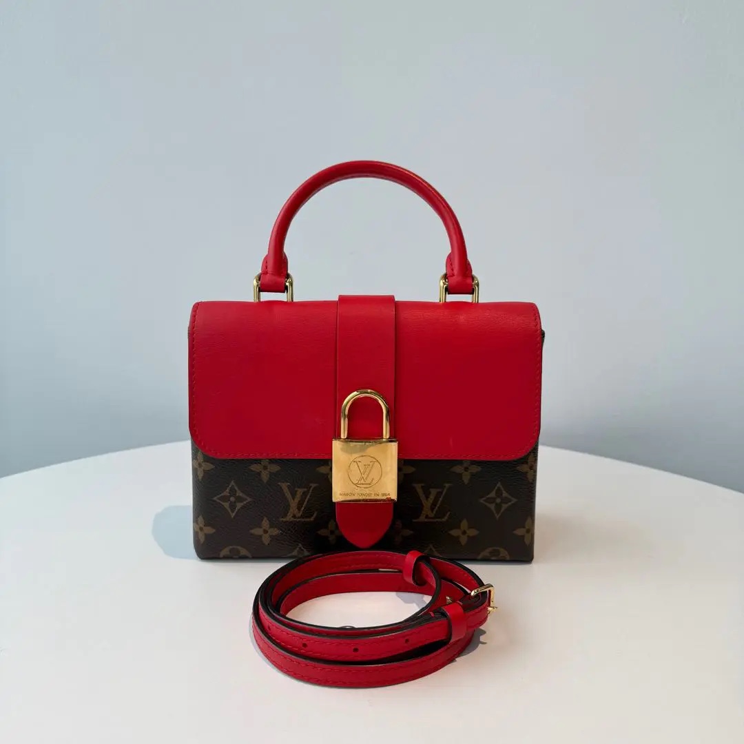 【#639】Pre-owned Louis Vuitton Locky Brown Monogram Red Crossbody Bag BJ1101004060