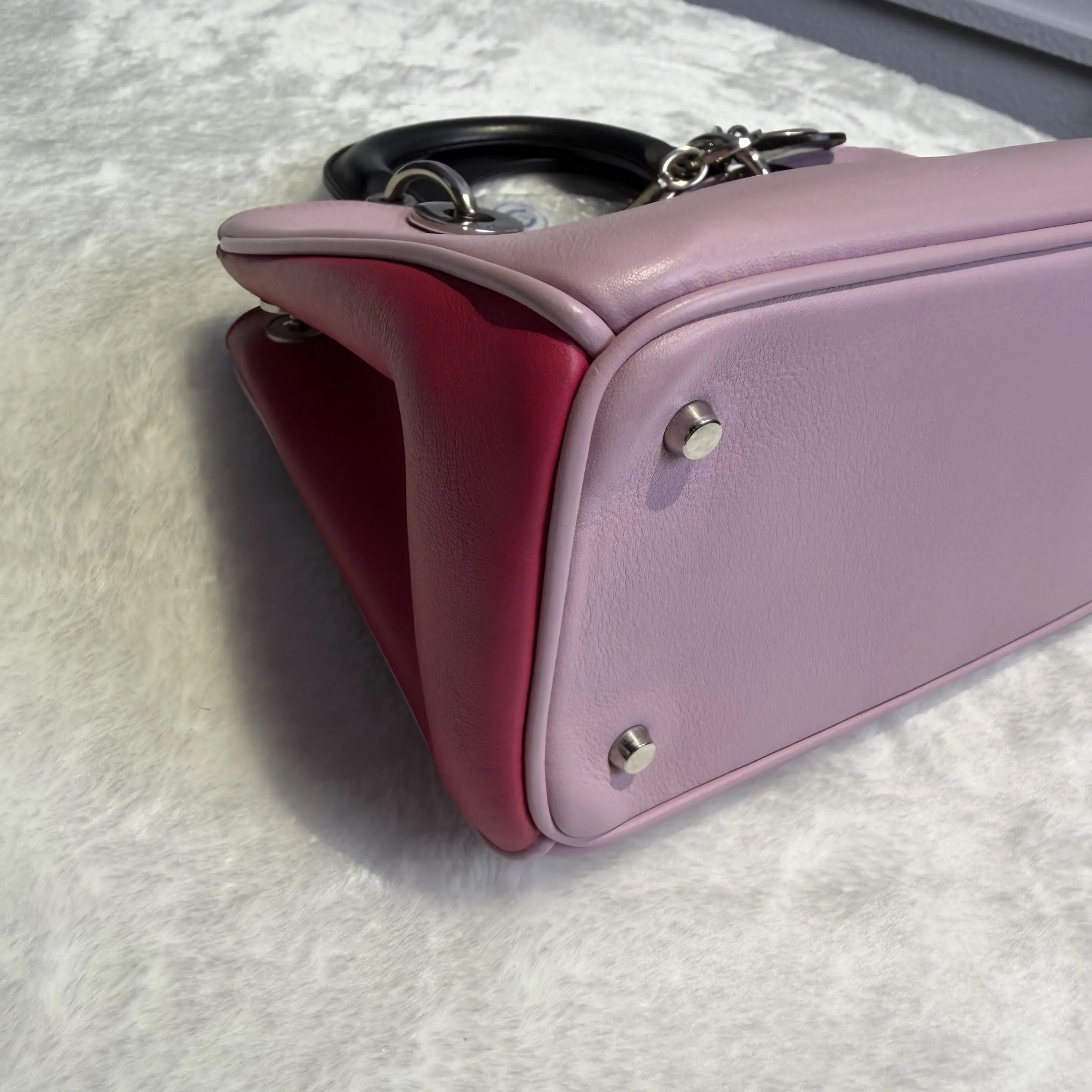[#629]Pre owned Dior Diorissimo Purple Black Calfskin Small Silver hardware BJ110&04040
