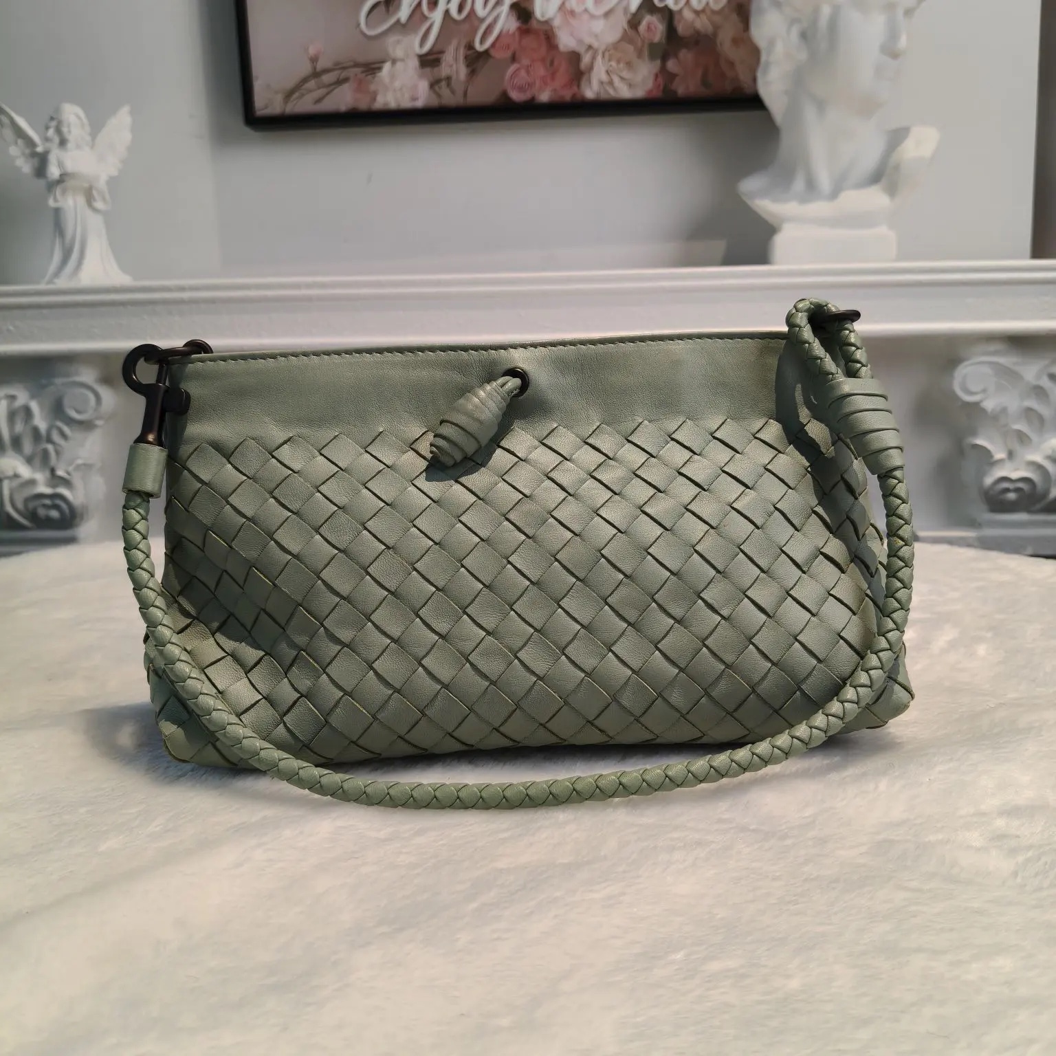 [#708]Pre owned Bottega Veneta Intrecciato Lambskin handbag BJ110&04028