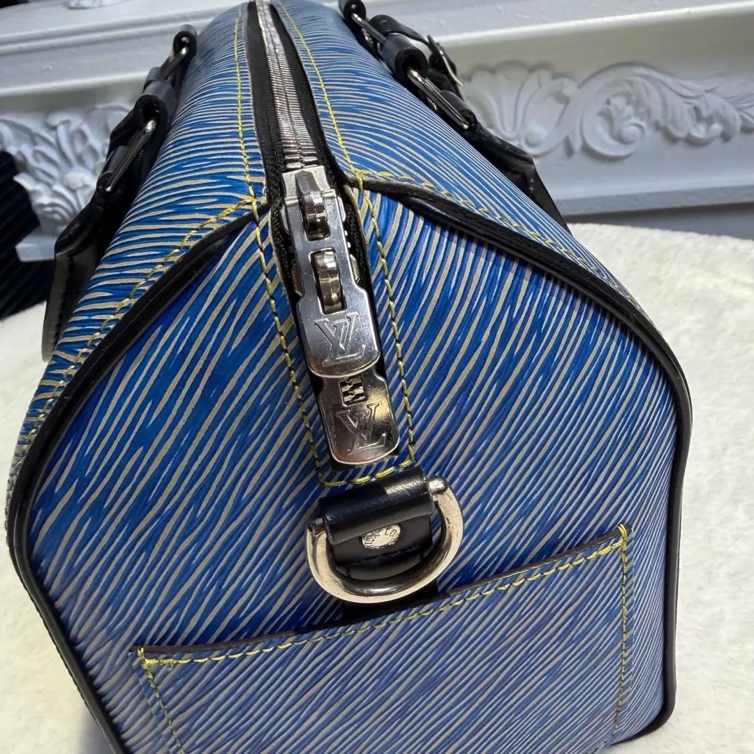 [#605]Pre owned Speedy 25 Jean Blue EPI with strap BJ1101704065