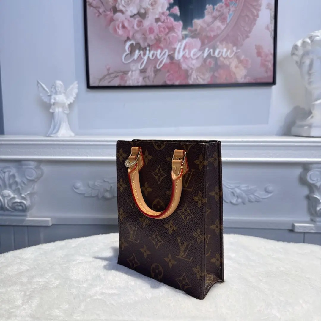 [#692]Pre owned Louis Vuitton Petit Sac Plat Brown Mini Crossbody bag BJ110&&04060