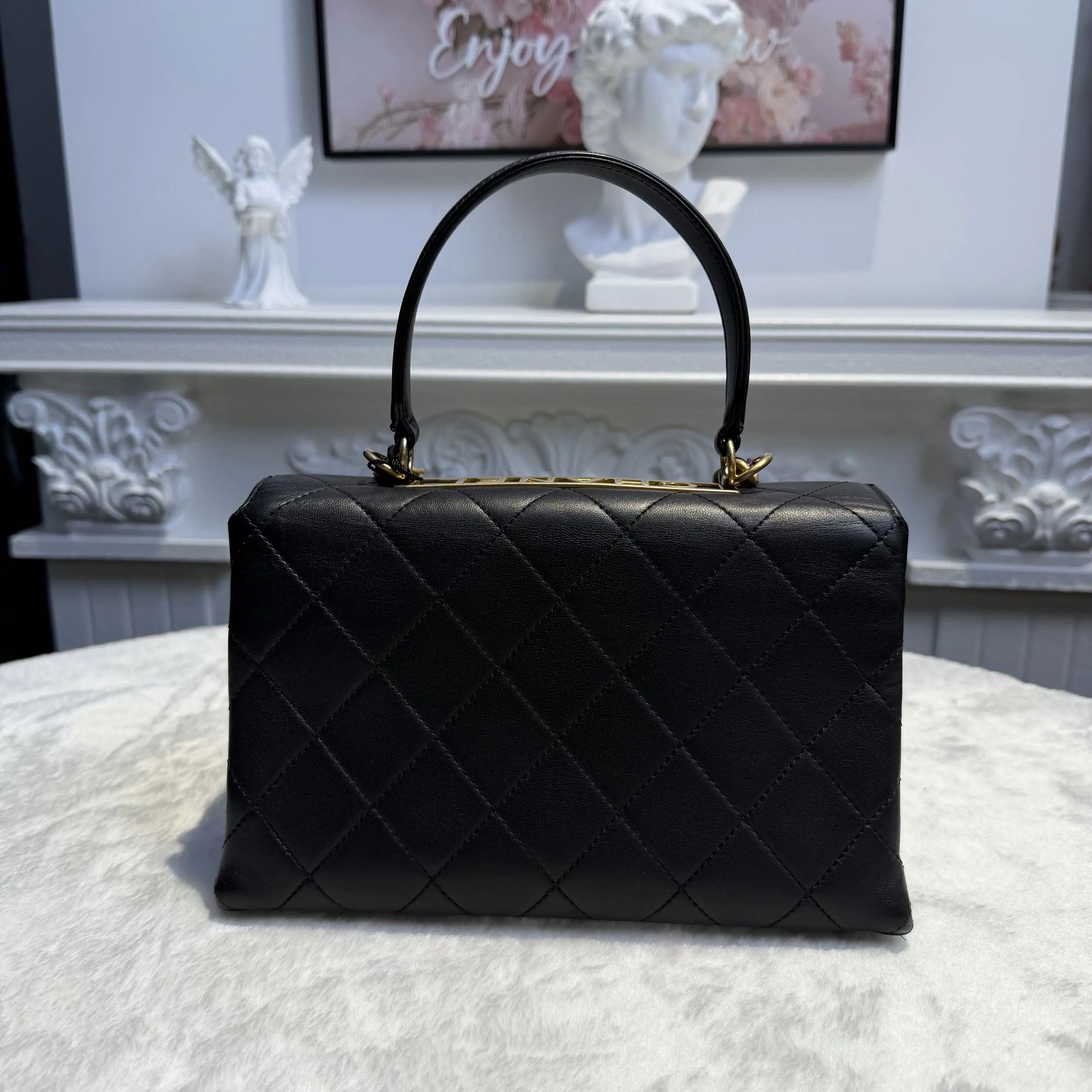 [#626]Pre owned Chanel Trendy CC Lambskin Small Golden hardware BJ11019050178