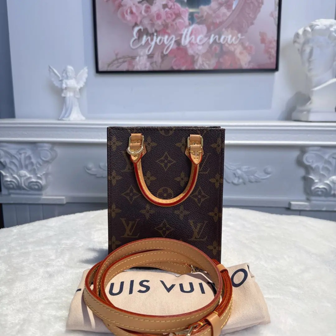 [#692]Pre owned Louis Vuitton Petit Sac Plat Brown Mini Crossbody bag BJ110&&04060