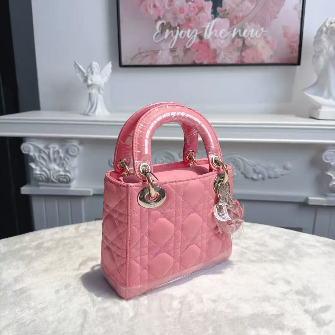 【#554】Pre-owned Dior Lady Dior Mini Pink Lambskin Shoulder Bag  BJ11021050138