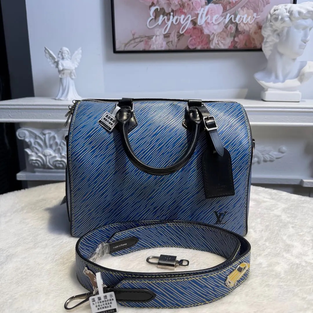 [#605]Pre owned Speedy 25 Jean Blue EPI with strap BJ1101704065