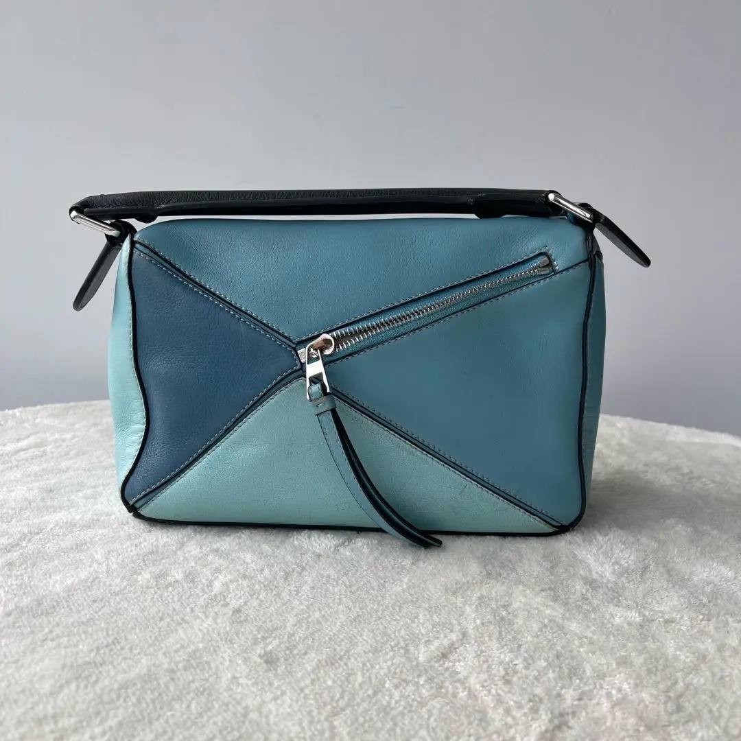 [#672]Pre owned Loewe Puzzle Blue Calfskin Small Shoulder bag BJ110&04060