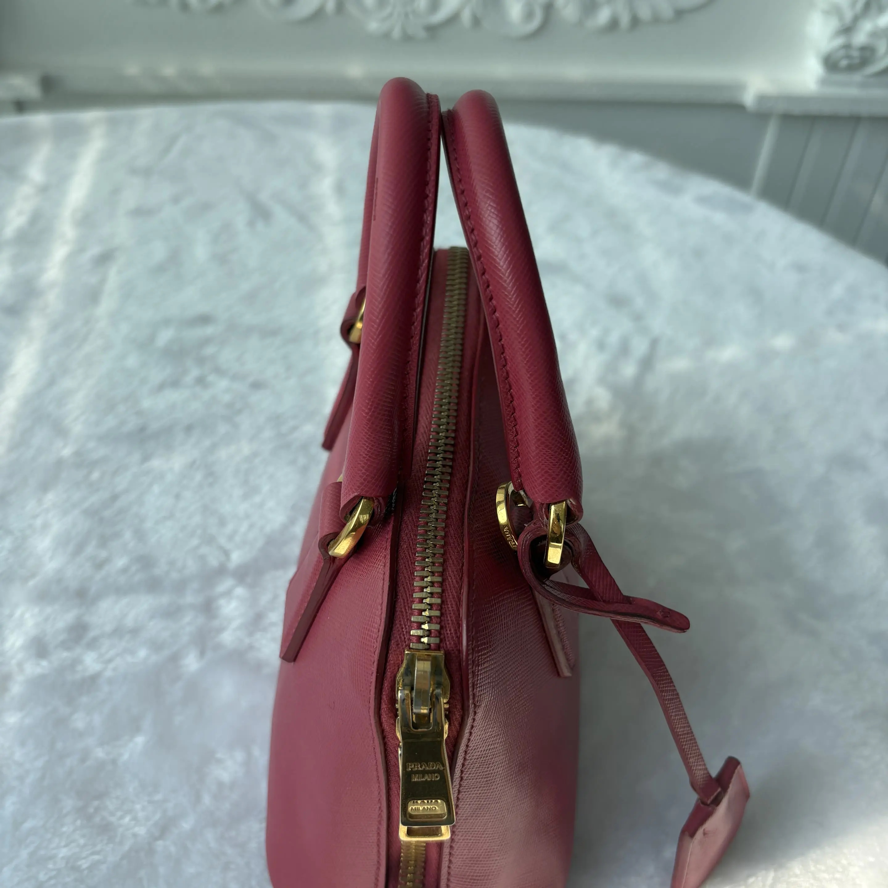 [#716]Pre owned Prada Promenade Pink Calfskin Crossbody Bag BJ110&04030