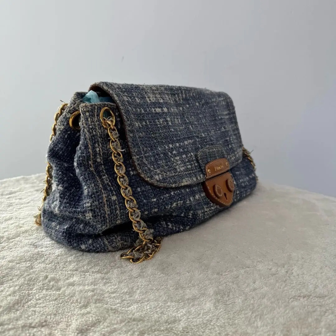 [#680]Pre owned Prada Vintage Blue BJ110&04040