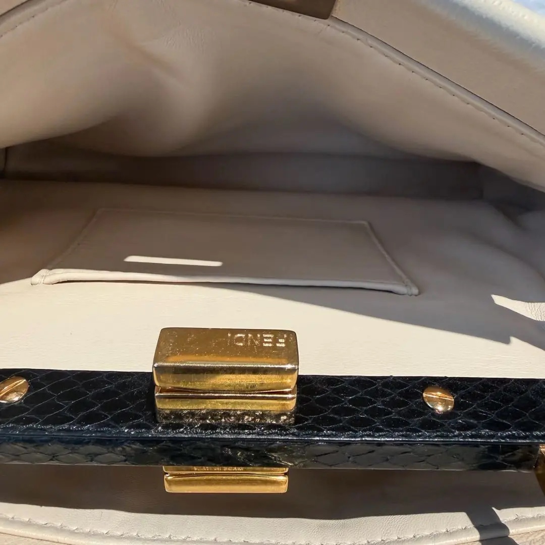 [#673]Pre owned Peekaboo Small snake skin handle BJ110&0403