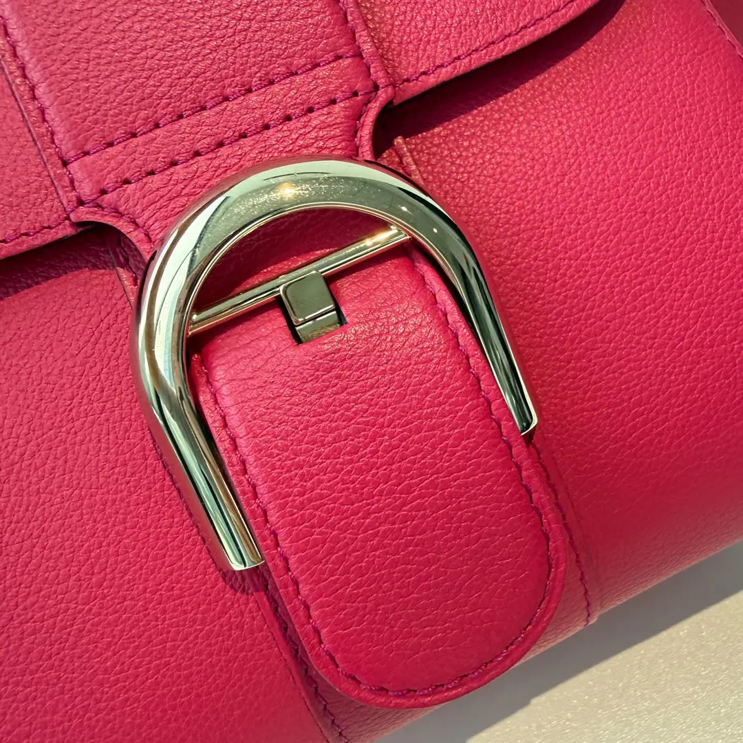 [#669]Pre owned Delvaux Brilliant Red Calfskin Mini Golden Hardware BJ110&04088