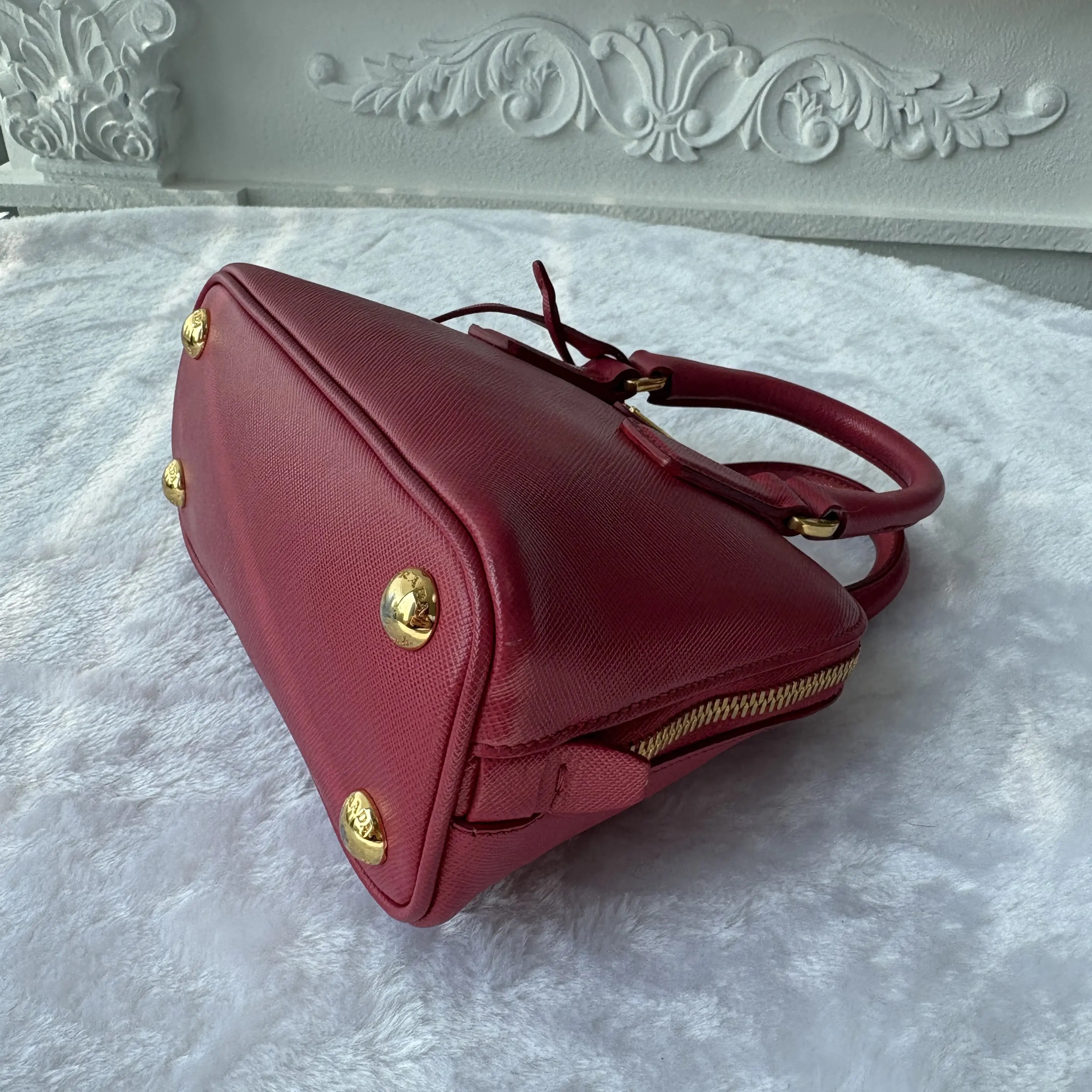 [#716]Pre owned Prada Promenade Pink Calfskin Crossbody Bag BJ110&04030