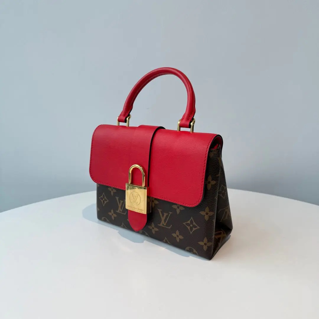 【#639】Pre-owned Louis Vuitton Locky Brown Monogram Red Crossbody Bag BJ1101004060