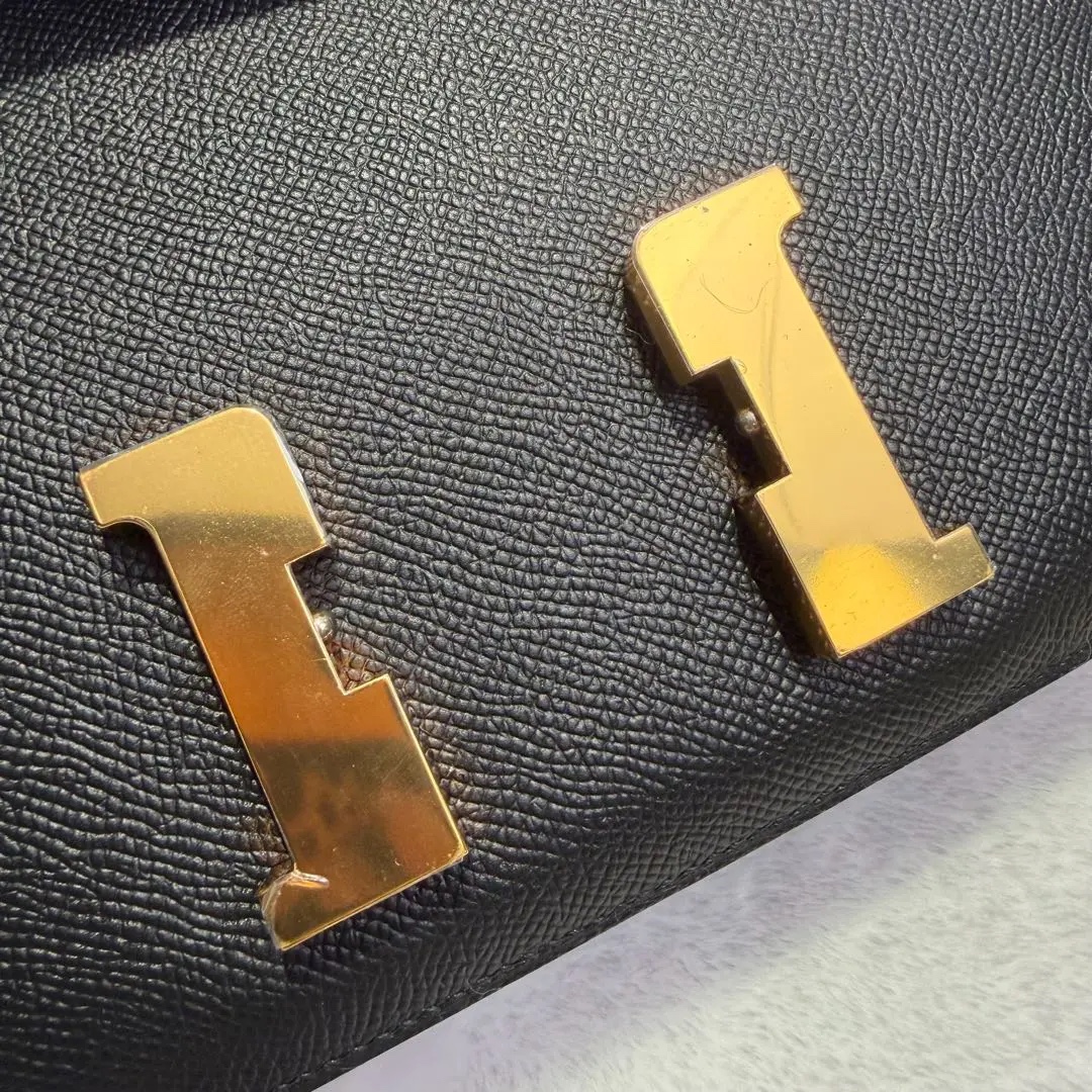 【#775】Pre-owned Hermes Constance 24 Black Gold  Epsom Leather C（2018） Color Cold 89 BJ1101805036