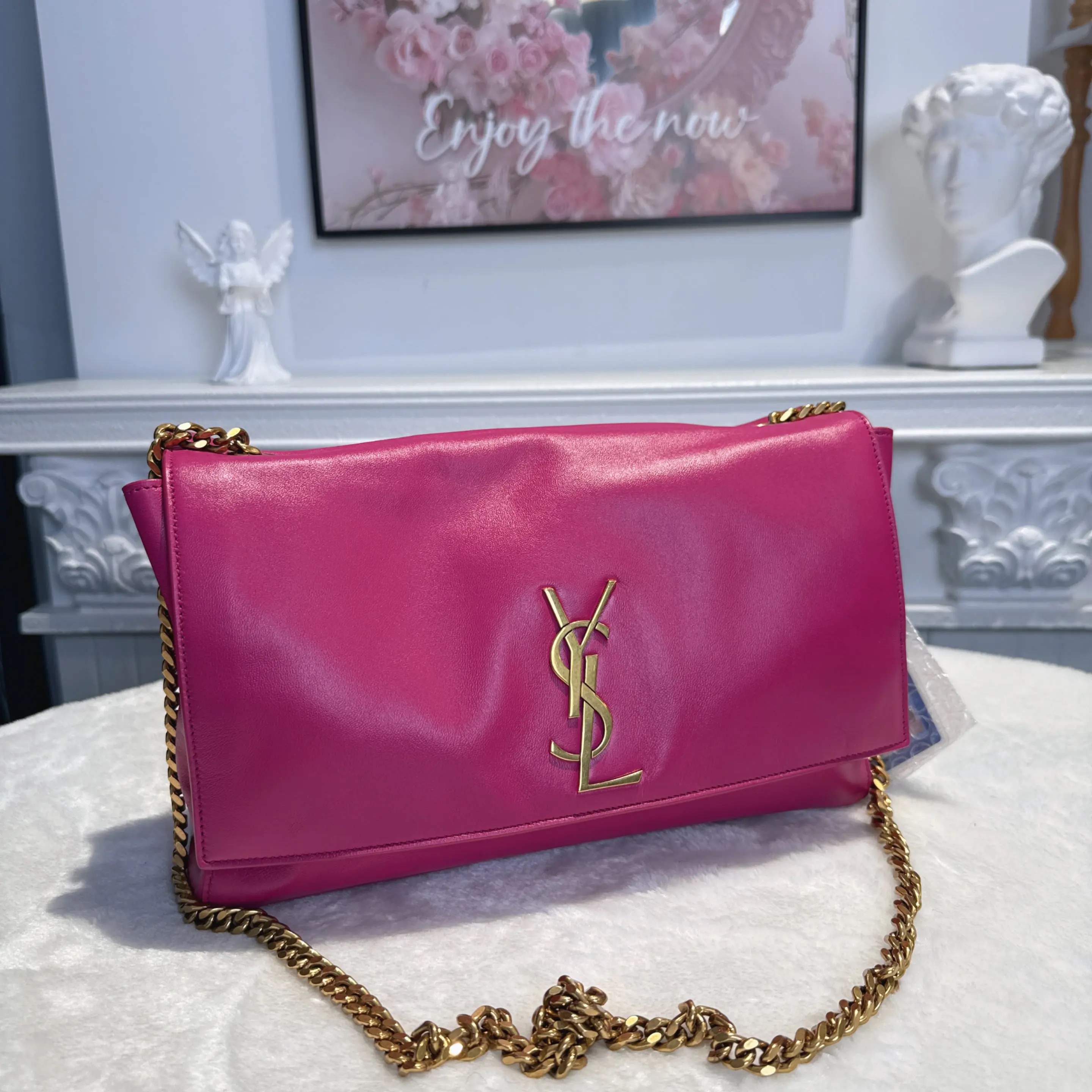 [#691]Pre owned YSL Kate Purple Calfskin Medium Golden Hardware Crossbody bag BJ110&&04068