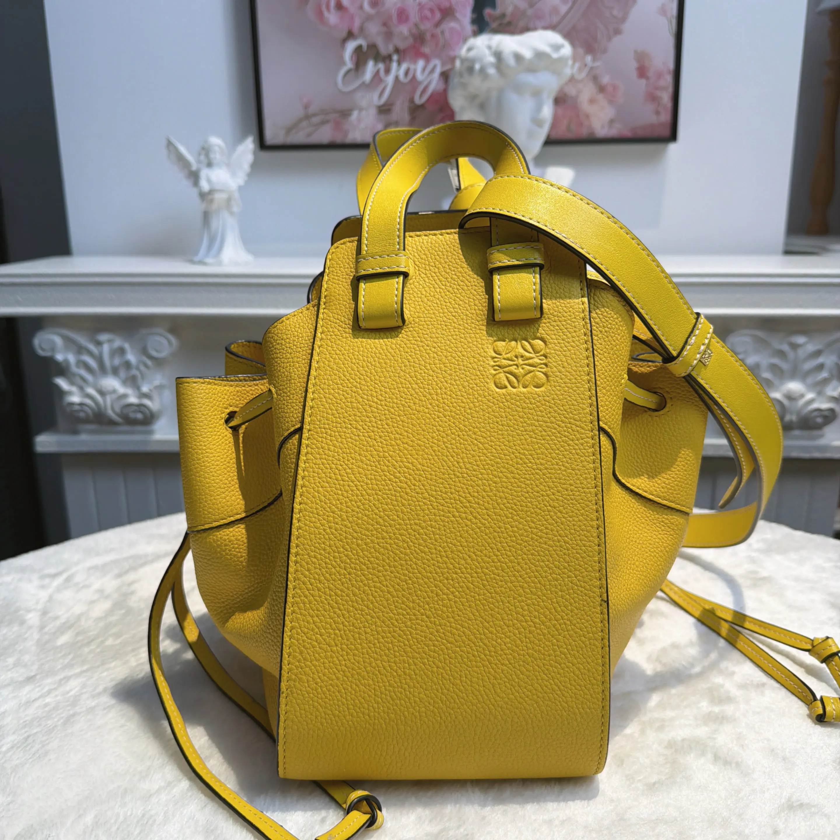 [#627]Pre owned Loewe Hammock Yellow Calfskin BJ110&04045