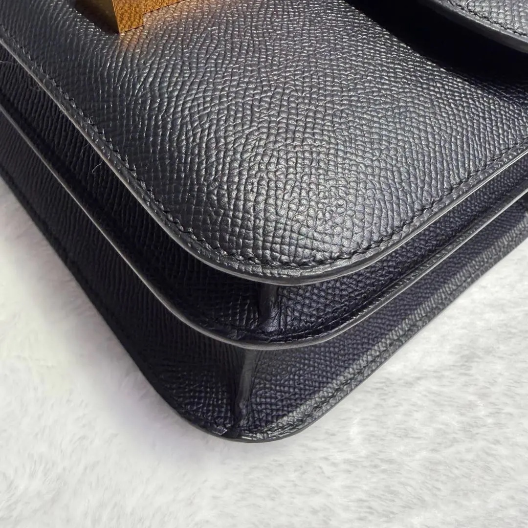 【#775】Pre-owned Hermes Constance 24 Black Gold  Epsom Leather C（2018） Color Cold 89 BJ1101805036