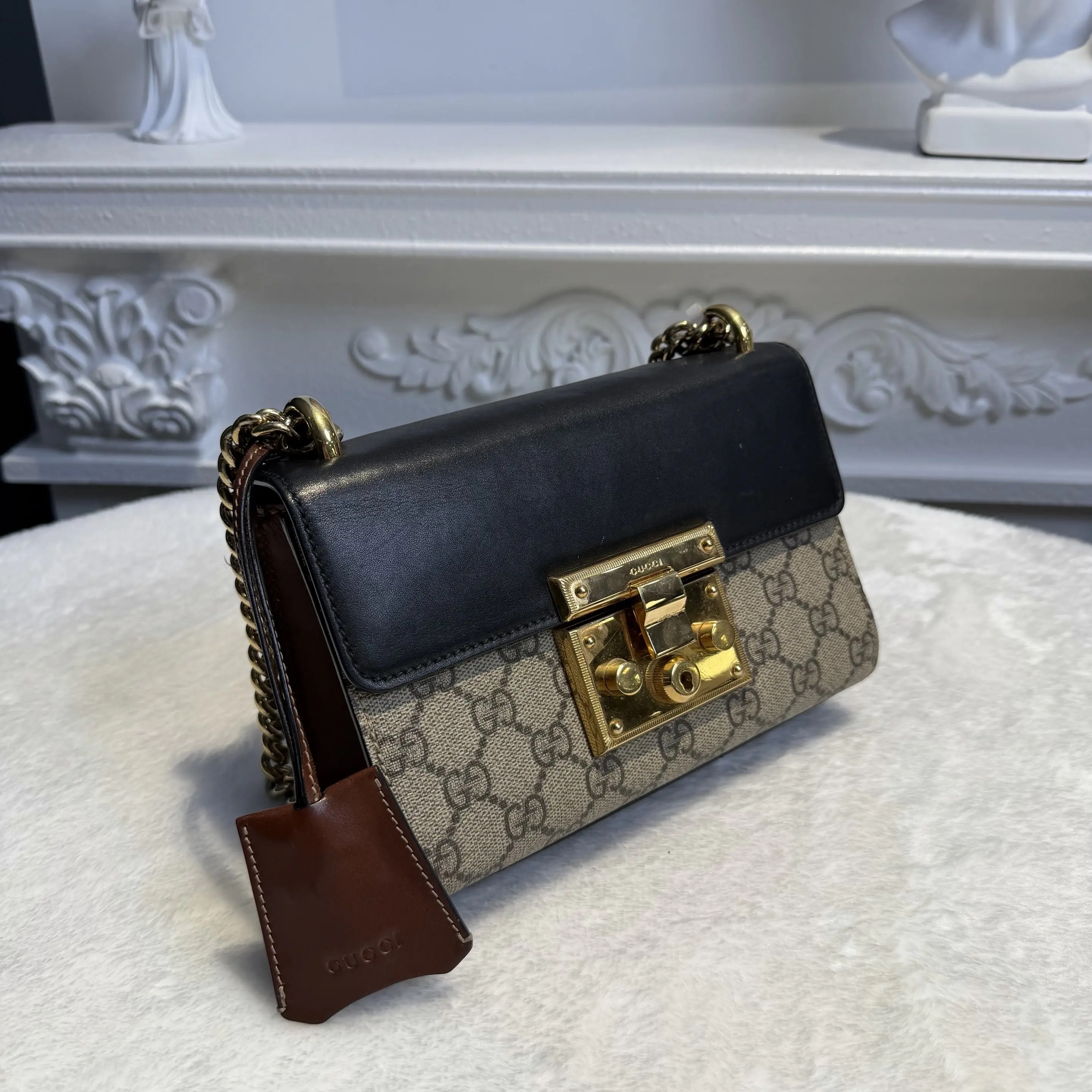 [#615]Pre owned Gucci Padlock monogram Calfskin Canvas Small BJ1101904030